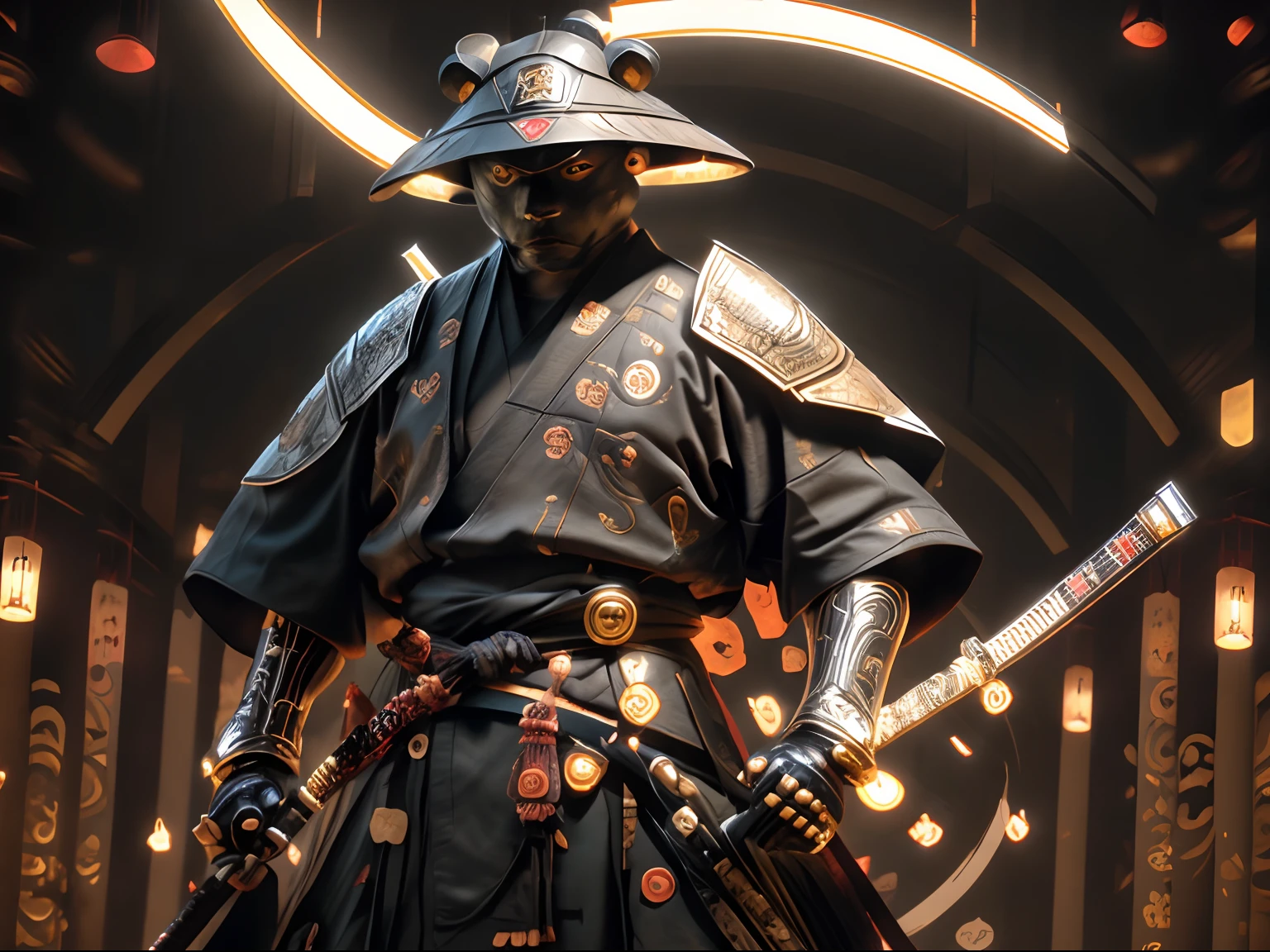 panda bear in armor standing in front of a mountain with a sword, anthropomorphic samurai bear, black bear samurai, moon bear samurai, best on adobe stock, samurai portrait, samurai portrait photo, samurai style, samurai warrior, japanese warrior, dressed in samurai armour, ronin, samurai, modern panda, futuristic style, japonisme 3 d 8 k ultra detailed