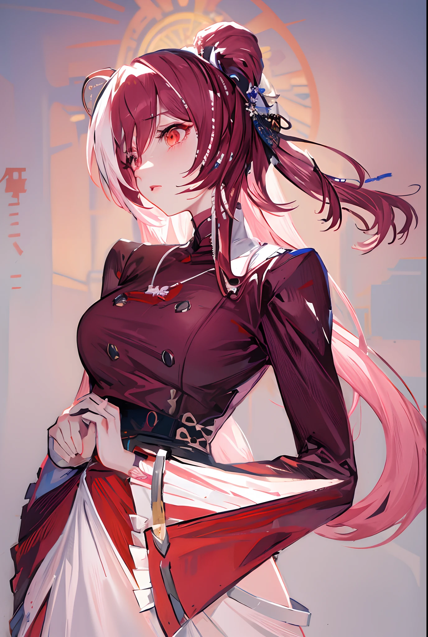 anime girl with long hair and pink hair in white dress, fine details. girls frontline, from girls frontline, official character art, fate grand order, detailed anime character art, girls frontline cg, hajime yatate, anime style like fate/stay night, girls frontline style, girls frontline universe, misato katsuragi, girls frontline, detailed key anime art, hanfu, white hanfu dress, chinese clothing, art, art 4k, hd art, artstation
