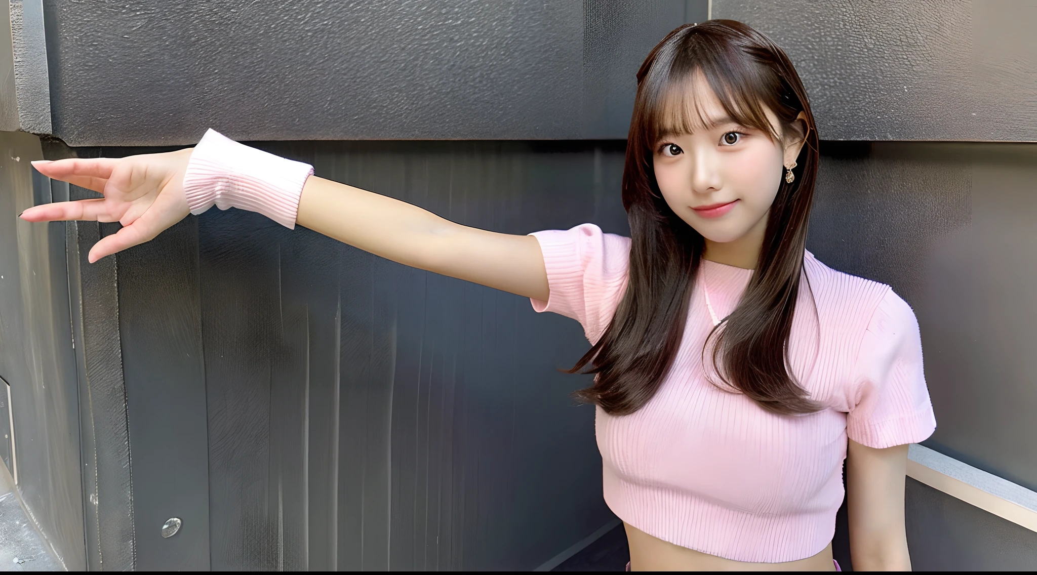 18-year-old cheergirl in pink miniskirt