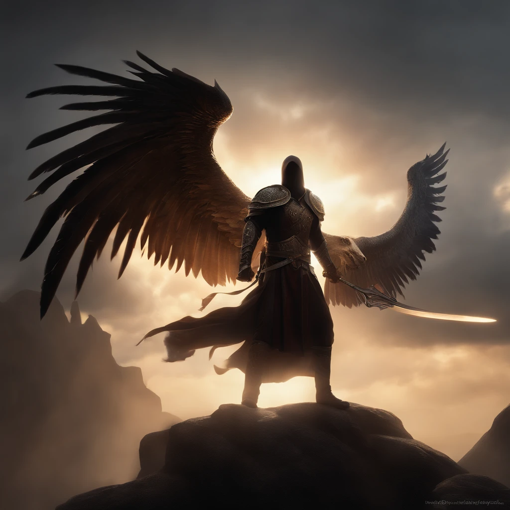Angels and demons are just in one idea,Innate thoughts,One thought of hell,Heaven and hell are fleeting。Cinematic image effects,angel versus devil,Cinematic image effects,depth of fields,high light,Real light,Ray traching,oc rendered,Hyper-realistic,best qualtiy,8K master works