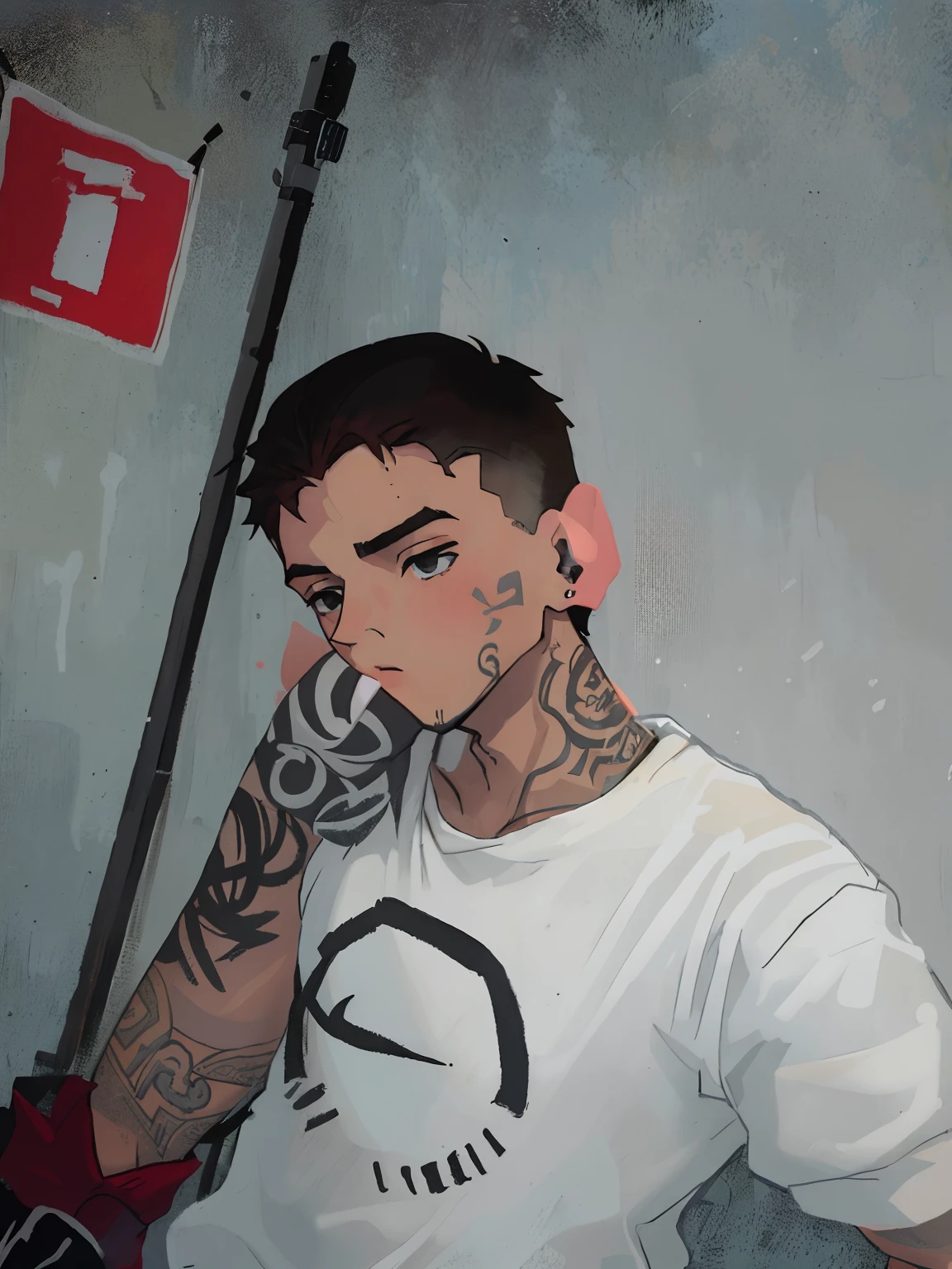 There's a man with a tattoo on his arm taking a picture, mateus 9 5, 18 anos, Tatuagem, dessaturados!!, foto de baixa qualidade, com tatuagens, tato, imagem de qualidade muito baixa, em torno de 1 9 anos, caio santos, 1 6 anos, foto de perfil, Coberto, imagem frontal, 👅 👅