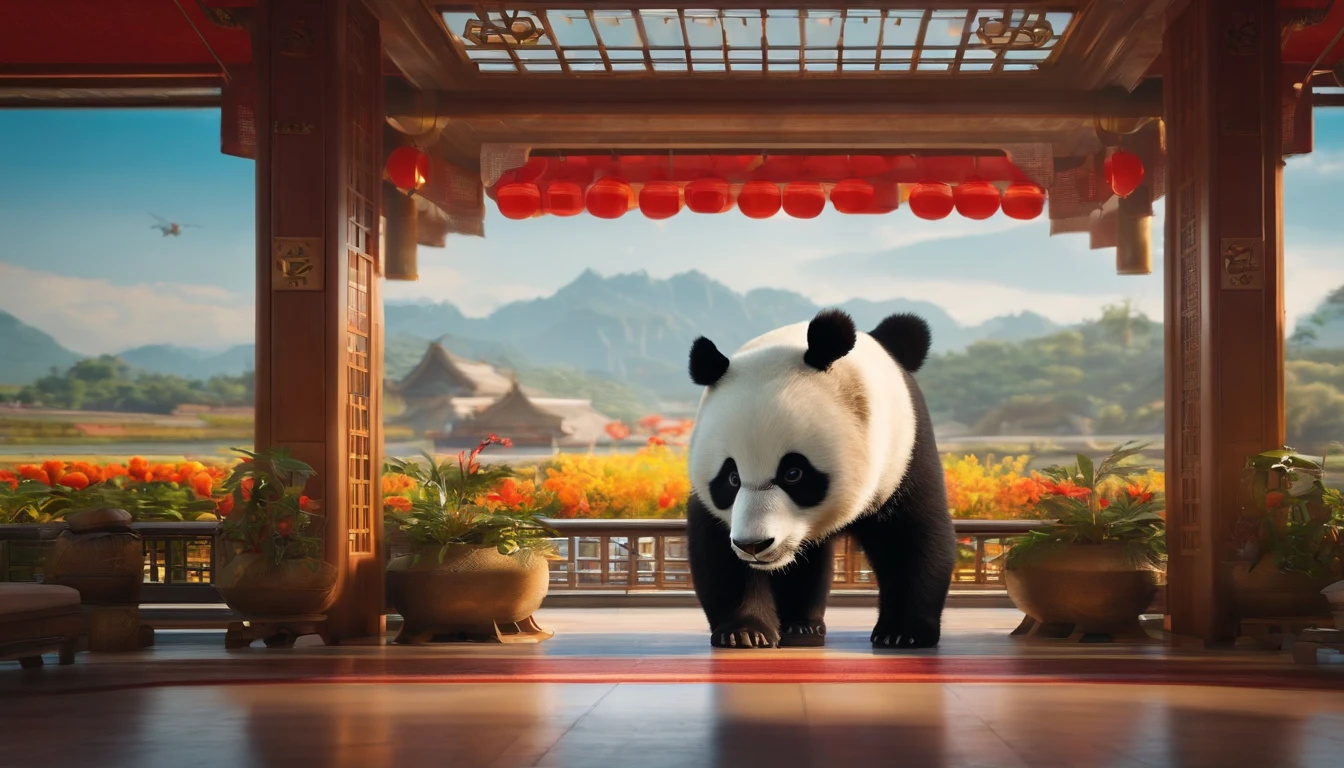 （4k画质，2.35.1 format）（Cartoon panda，Inside Tianfu Airport，The panda beckons）