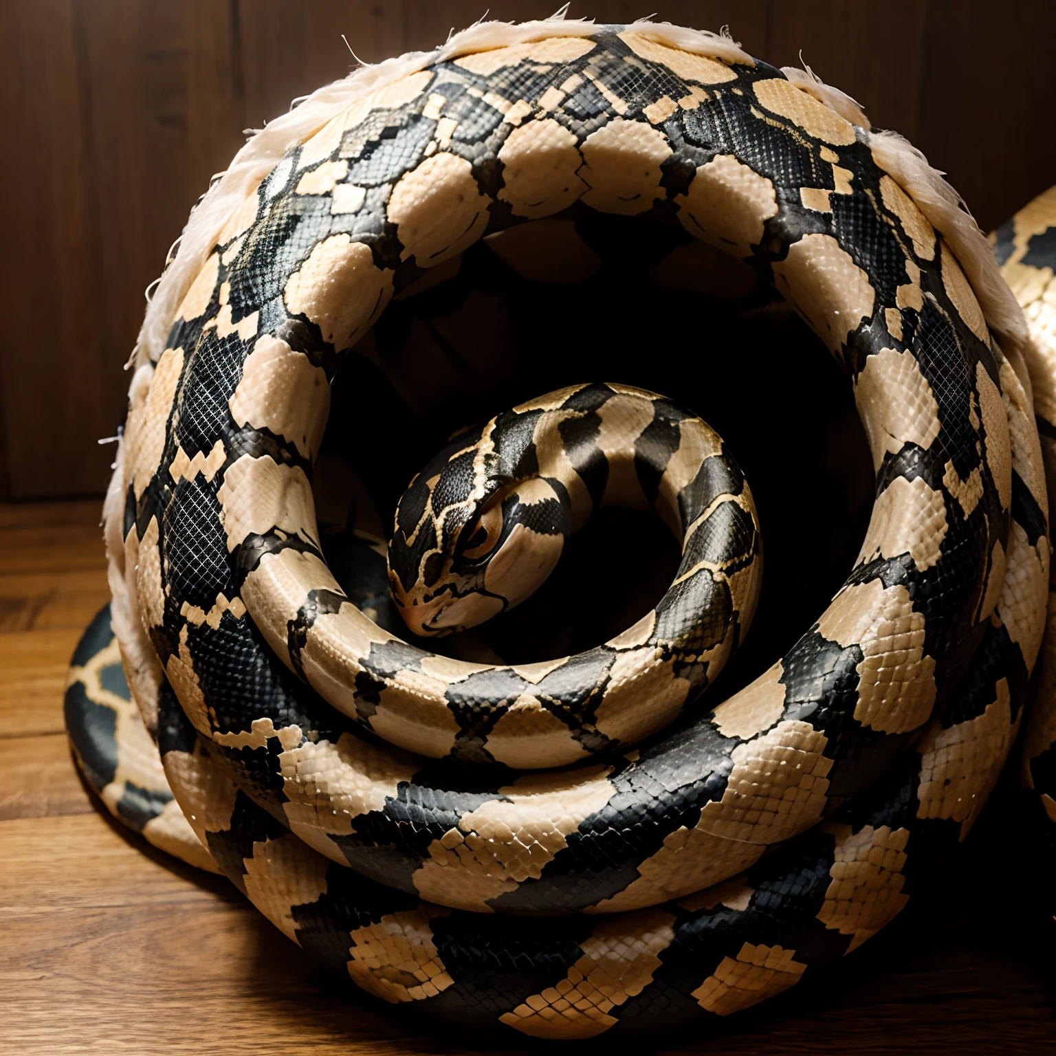 Ball python with hair fluffy