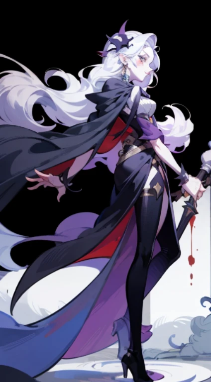 Create an image of a handsome vampire who has just emerged from their slumber. The vampire should be depicted as a creature of elegance and power, with long, flowing hair and sharp, angular features. Their skin should be pale and flawless, with a subtle hint of otherworldliness. The vampire's eyes should be deep and alluring, with a predatory gleam that hints at their insatiable thirst for blood. They should be dressed in attire that is both modern and timeless, with a style that suggests a long history of living among humans. As they emerge from their slumber, the vampire should be shown with a sense of calm confidence, exuding an aura of danger and intrigue. The background should be shrouded in shadow, with just a hint of moonlight filtering through the darkness. In the vampire's hand, there should be a small vial of blood, freshly drawn from their latest victim. The vampire should appear both satisfied and slightly unnerved by their own hunger, as though they are aware of the danger they pose to those around them.