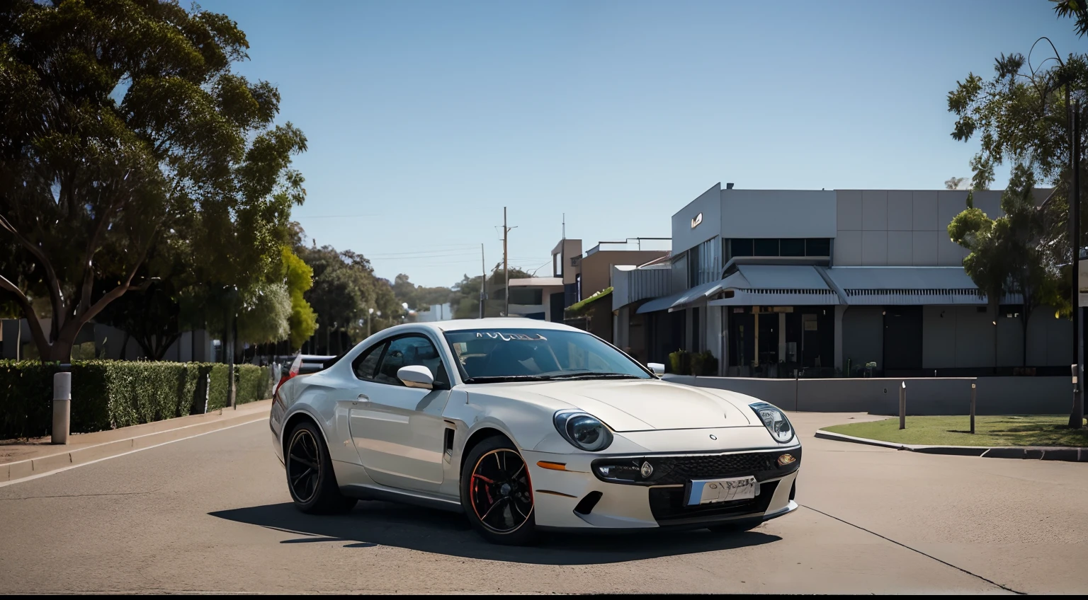 a hyper realistic photography of a car in Como Perth in Perth, Western Australia, no people, Nikon D850 DSLR 4k camera, 100mm lens, F 1.2 aperture setting, bright and natural lighting, vibrant, fun and relaxing atmosphere