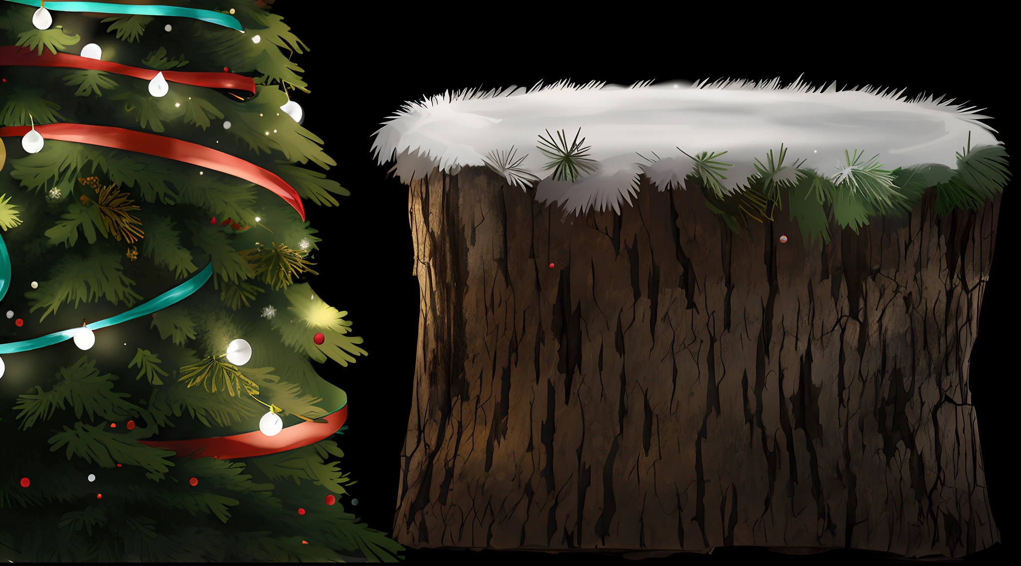 Christmas,There is a stake next to the Christmas tree