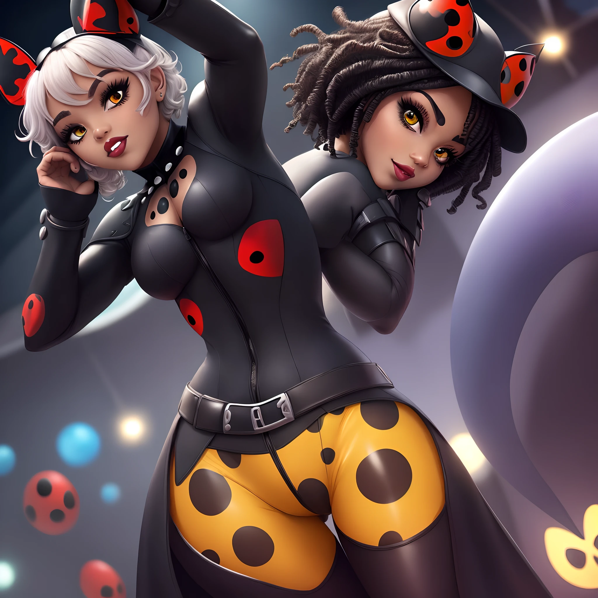 Gothic, Miraculous ladybug, hero costume, black girl, kwami, ladybug, chat noir, black locs, pretty, hourglass body