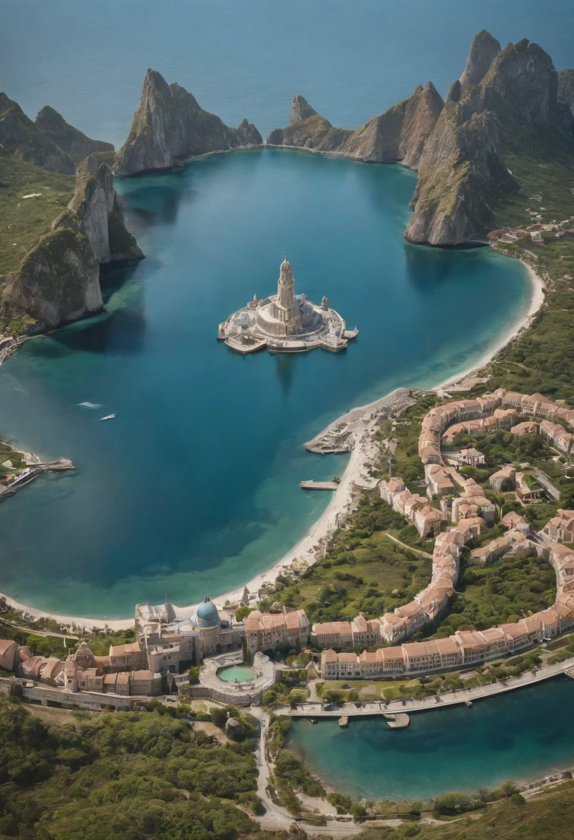 Atlantis、prosperity、Many people、Big city、A big city on the sea、Urban islands々々々々々、civilization、Super Science City、Advanced、Ring-shaped continents、A large city spread out in concentric circles