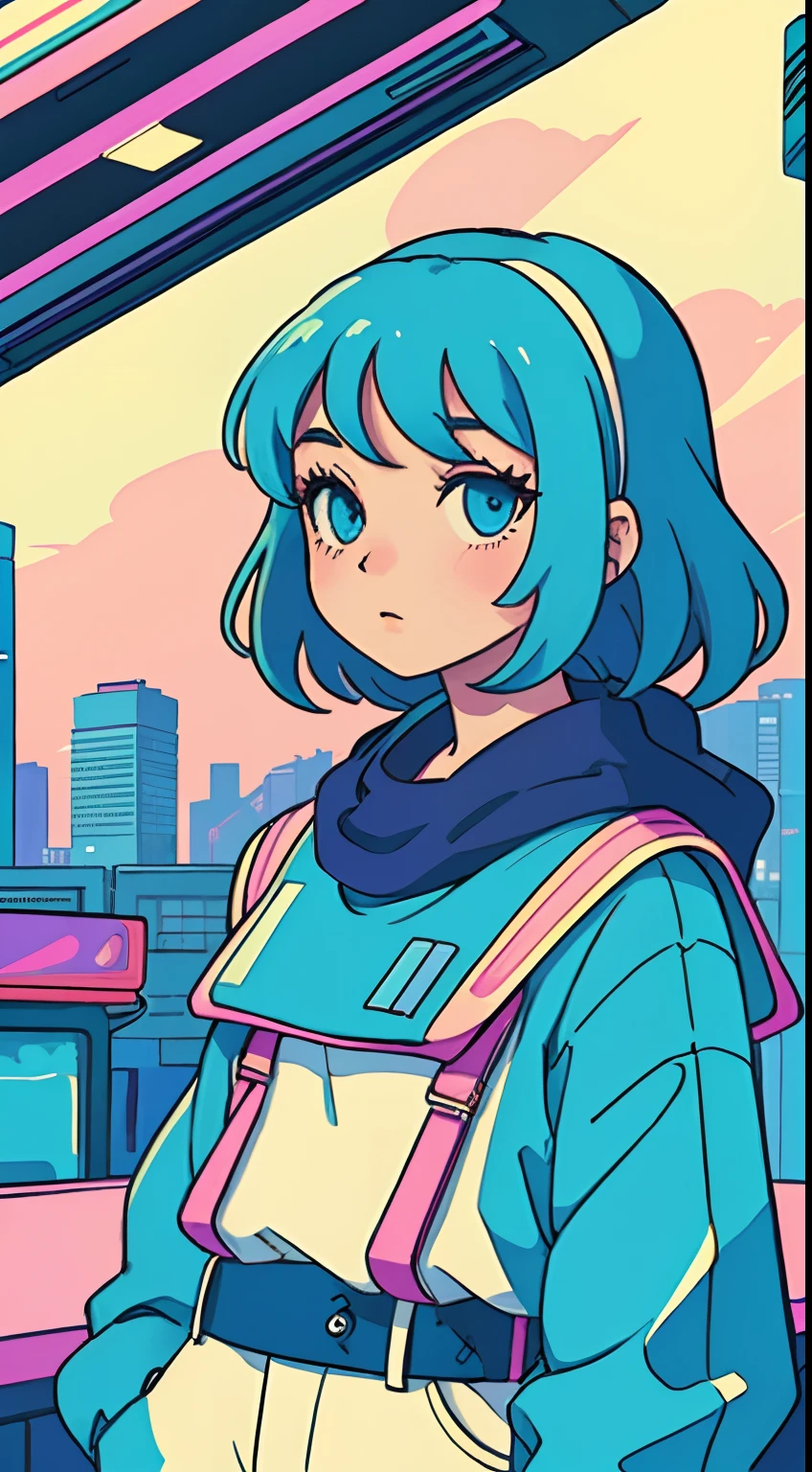 City Pop Style Art, Futuristic Yet Lofi, Retro, Vintage