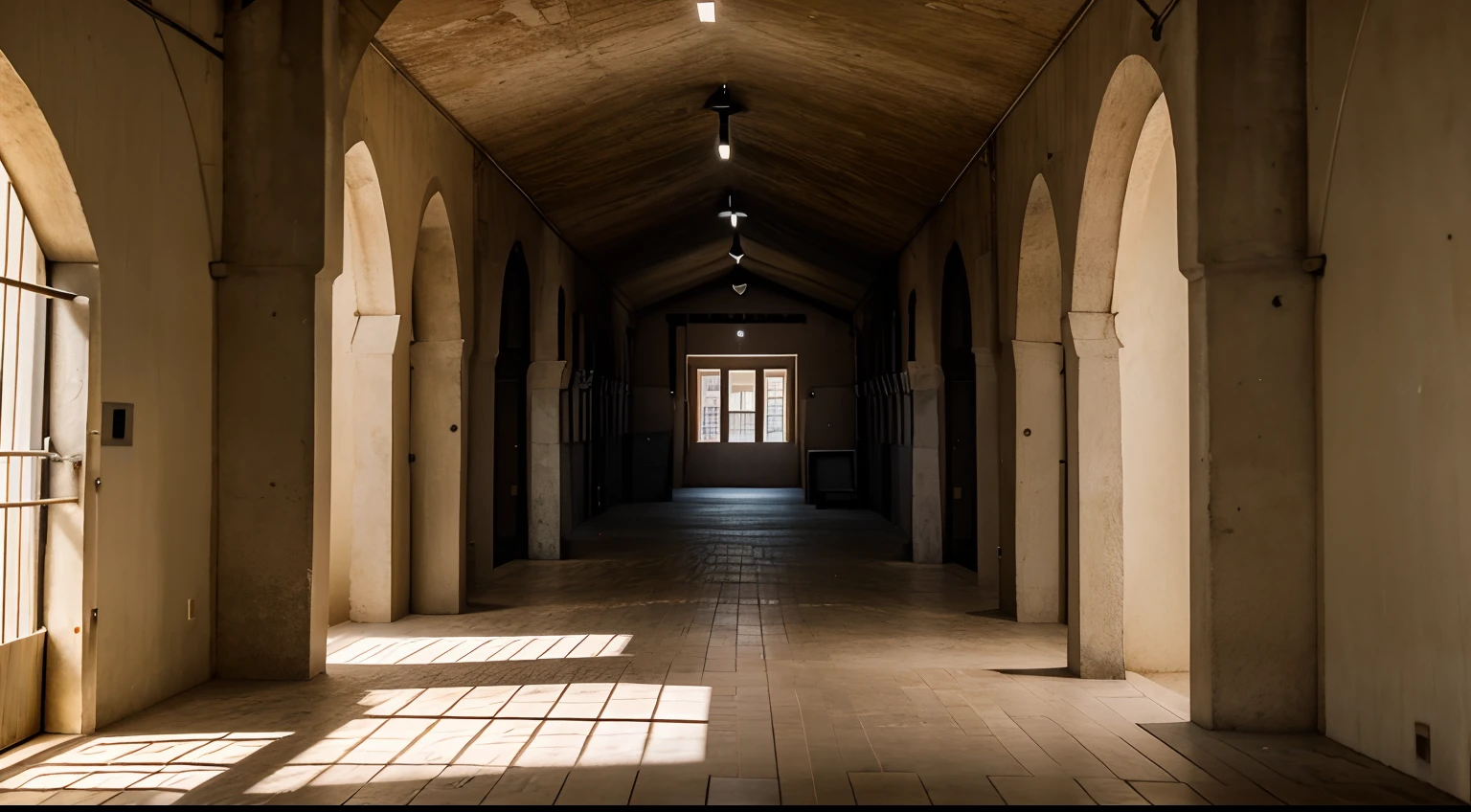 a hyper realistic photography of Fremantle Prison in Perth, Western Australia, no people, Nikon D850 DSLR 4k camera, 100mm lens, F 1.2 aperture setting, bright and natural lighting, vibrant, fun and relaxing atmosphere