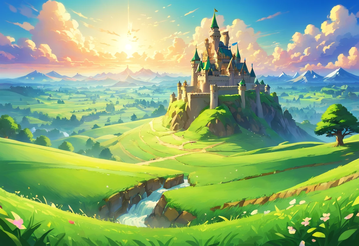 A femenine version of link from tloz in front of the great deku tree, intricate tree texture, cinematic, Nightfall, soft light from the right, epic, from behind