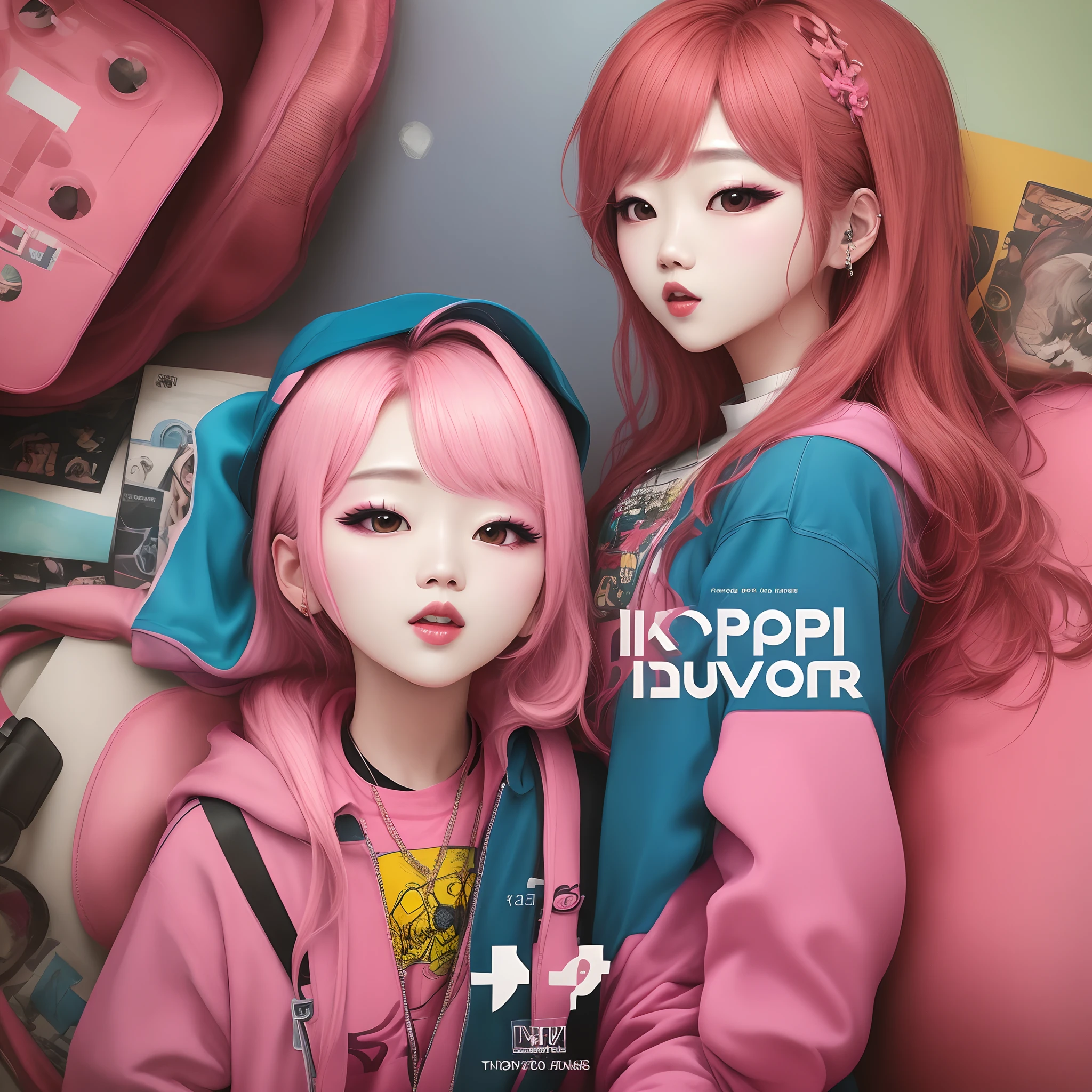 album cover kpop lover with the colors pink and red