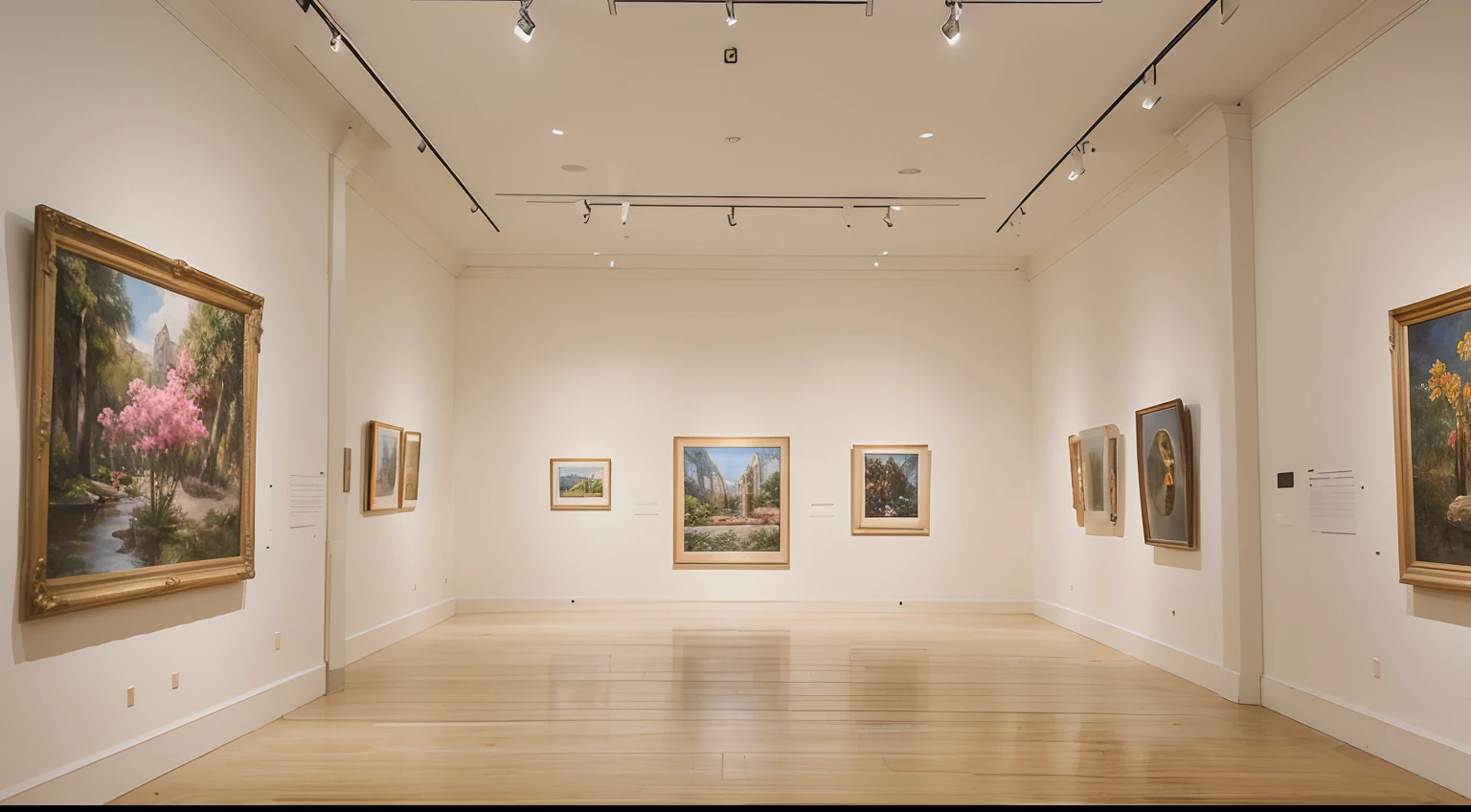 a hyper realistic photography of art gallery in Perth, Western Australia, no people, Nikon D850 DSLR 4k camera, 100mm lens, F 1.2 aperture setting, bright and natural lighting, vibrant, fun and relaxing atmosphere