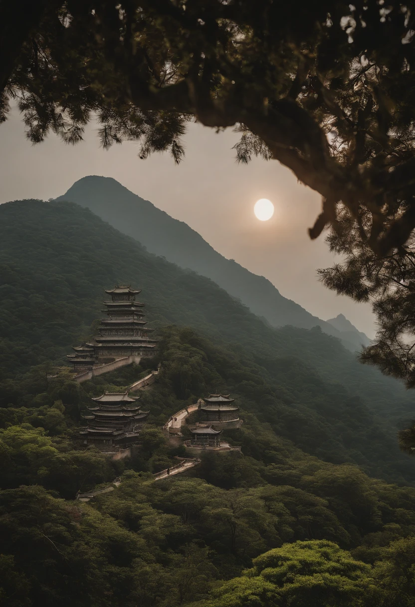 The rabbit of the Moon Palace, Han Toad, is crying in this cold sky,The doors and windows of the cloud building are half-open, and the moonlight obliquely illuminates the powder wall, which is miserable。 The moon is like a jade wheel rolling through the dew, soaking the light,In the osmanthus Xiangmo is happy to meet Xian 'e with a lunar pei。 Looking down on the vast sea and mulberry fields under the three sacred mountains,The world is fickle for thousands of years, like a galloping horse。 Overlook China from the Moon Palace,Kyushu is as small as nine vague dots,The shallow waters seemed to pour out of a cup