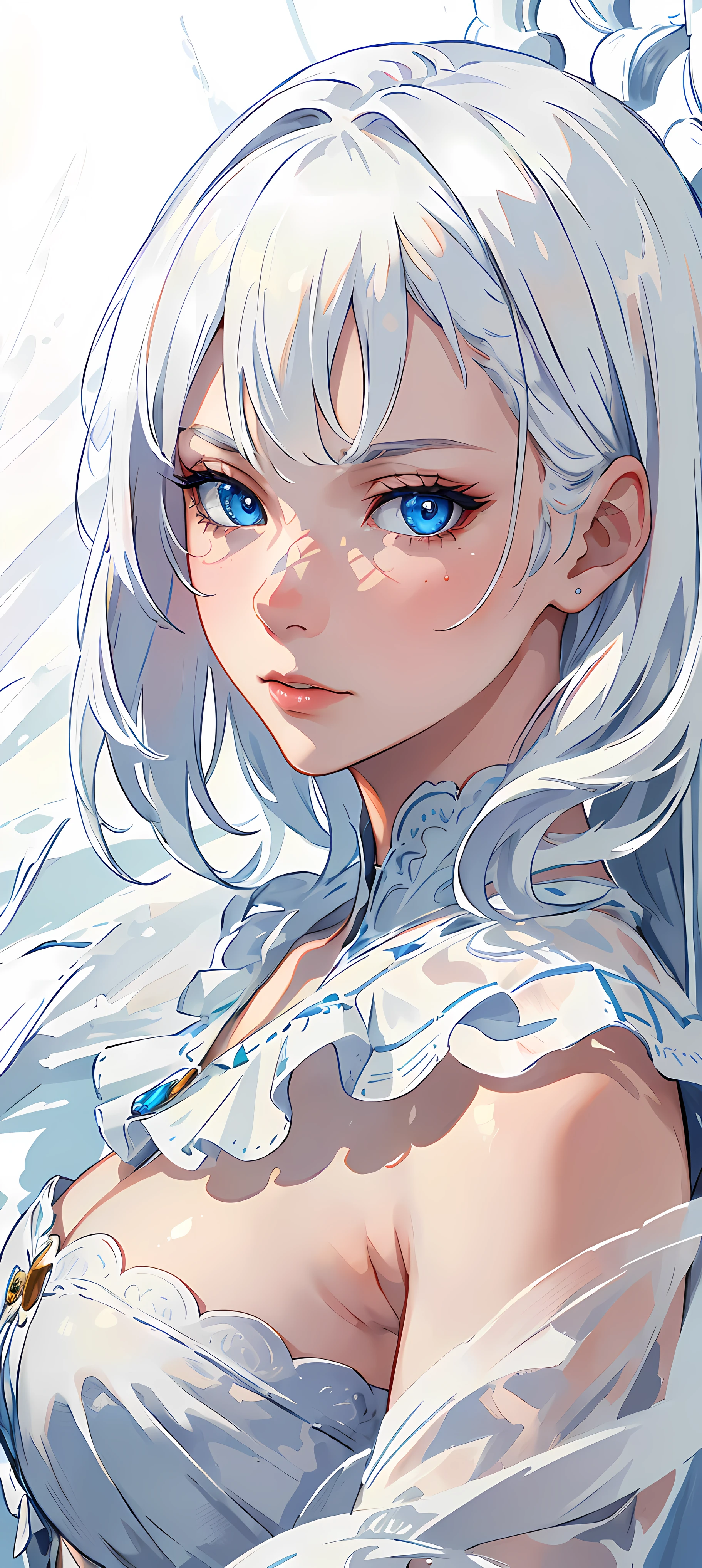 masterpiece,best quality,ultra-detailed,8K,detailed light,detailed shadow,RAW, (detailed skin),(realistic:1.2), 1 russian girl,face,18 year old,white hair, blue eyes,