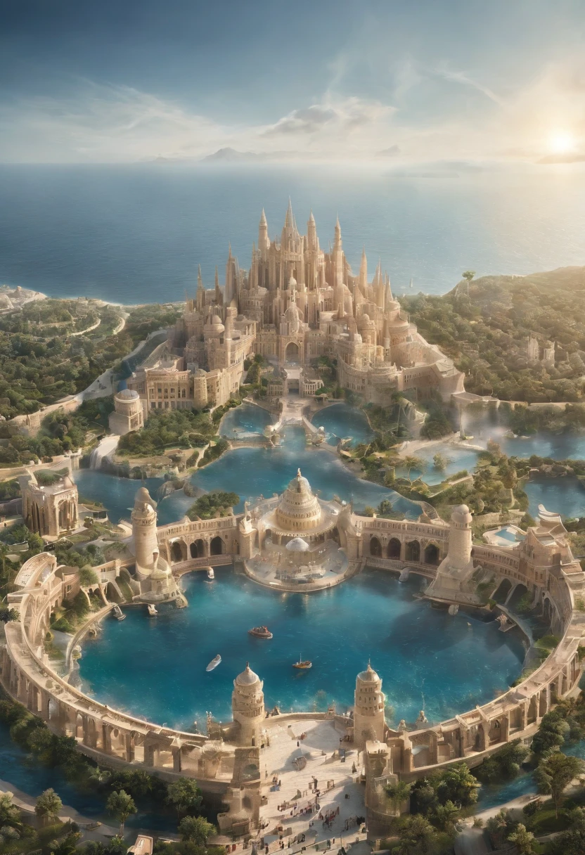 Atlantis、prosperity、Many people、Big city、A big city on the sea、Urban islands々々々々々々、civilization、Super Science City、Advanced、Ring-shaped continents、A large city spread out in concentric circles