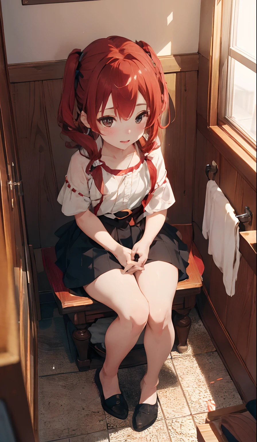 {Two people} ,{Boy 1}{girl1}kiss{seduced}, 4K picture quality, cinematic quality,Inside the toilet,{10 year old boy and girl},{tiny body},{Two children} Red-haired,cute little, Kamimei{Secret kiss}