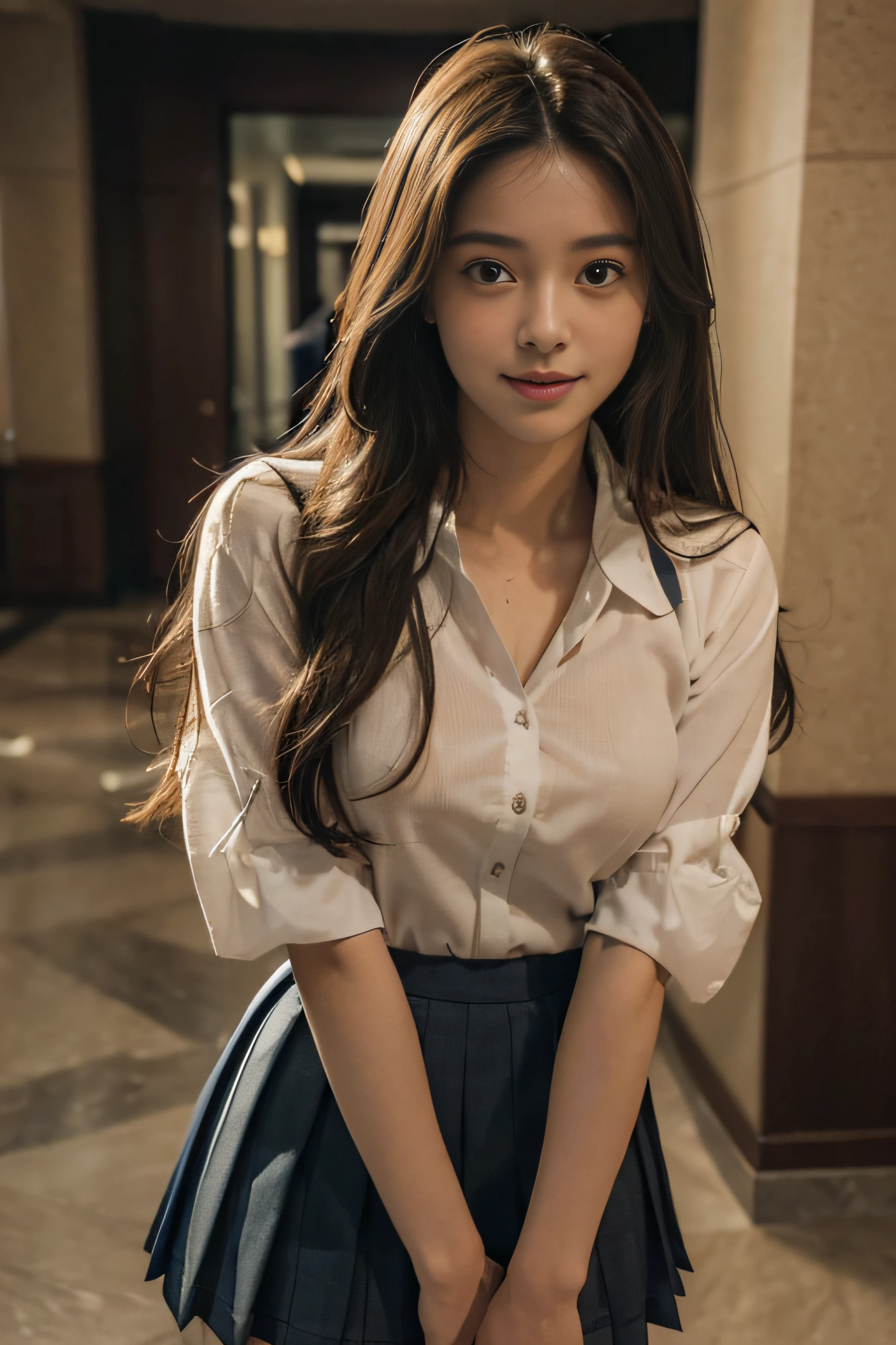 best qualtiy,tmasterpiece,超高分辨率,(真实感:1.4),RAW photogr,1girll,long whitr hair,Face Highlighting,Pure,Girly,Flushing,18yr old,18-year-old smiling female classmate,Pure,Innocent,(best qualtiy,8K,tmasterpiece:1.3),Goose egg face,largeeyes,long eyelasher,Exquisite(live-action realistic style),Star-like eyes,Ultimate face,Photorealistic light and shadow,Clear facial features,Milky white skin,Fair skin, highdetailskin, Realistic skin details, Visible Pore,(Super detail),(perfect bodies:1.1),long whitr hair,(dynamicposes),((Dynamic background((volumettic light:1.3)),Classroom,Plaid skirts,red bowtie,huge tit,White color blouse,There was a stack of books on the table,The blackboard is full of mathematical formulas
