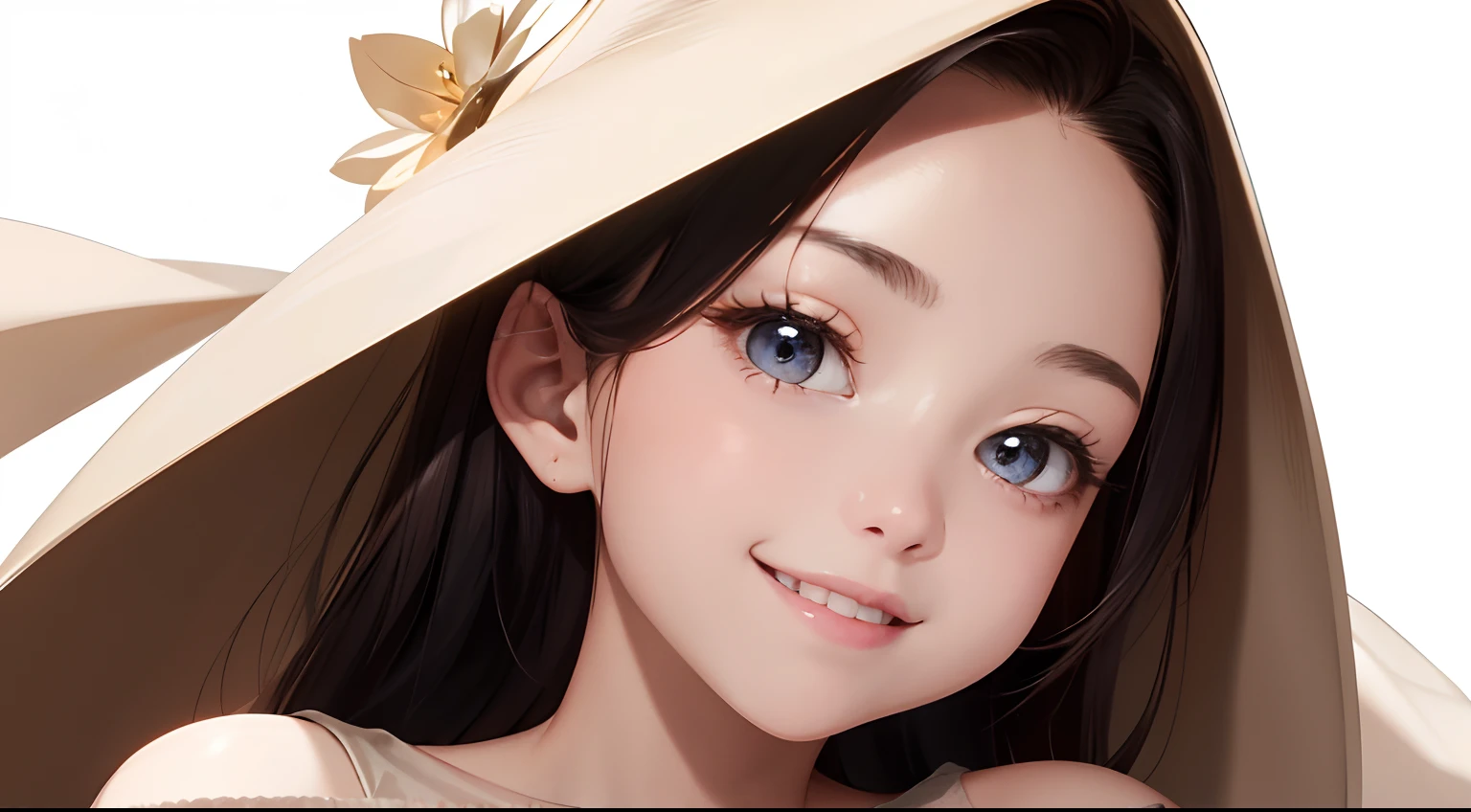 realisticlying、16-year-old girl、Face real shiny on skin、Close-up looking up from below、Wearing a light and tight-fitting beige long dress、Emphasis on thighs、Breasts enlarged、sexly、Face smile、