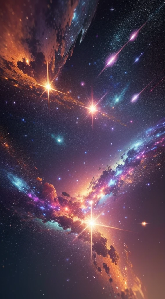 Ultra realistic 8k picture,space, beautiful and shiny stars, star explosion, colourful details