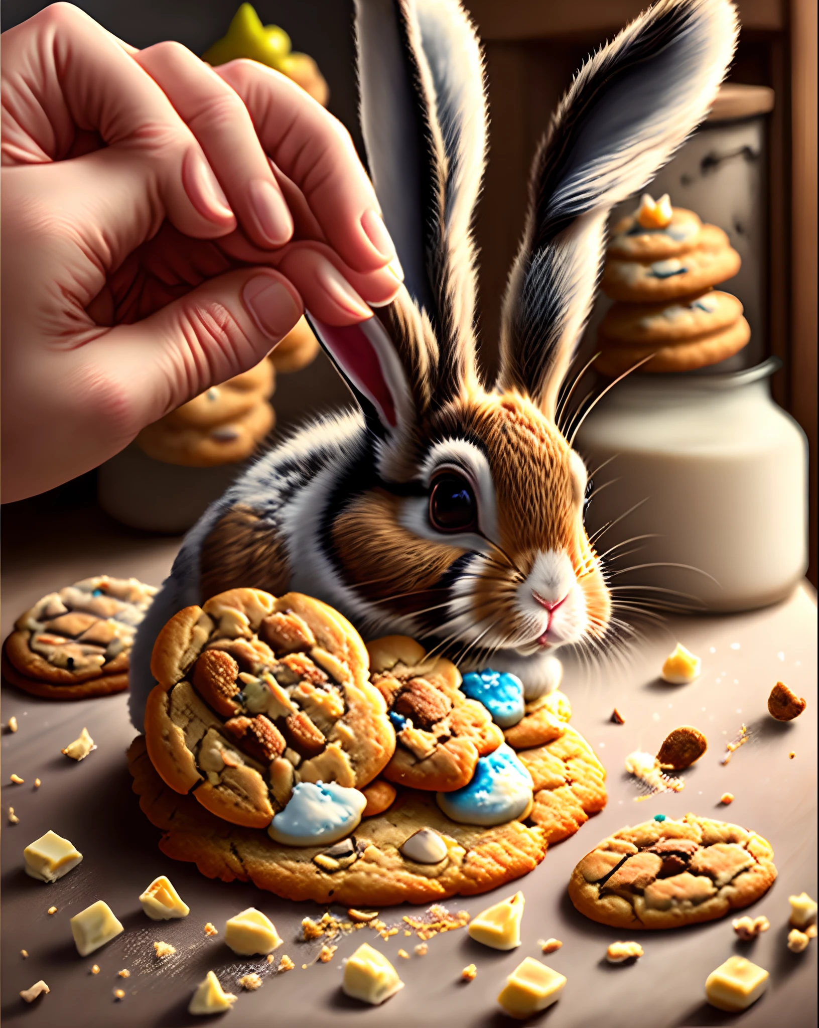 Rabbit making cookies
