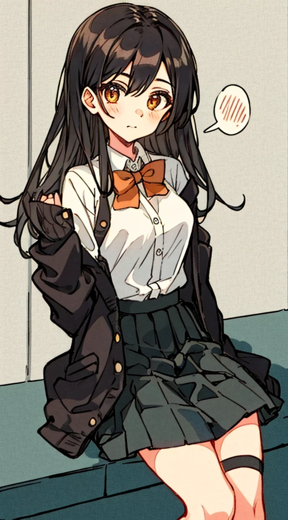 highest quality、masterpiece、1 girl、((Ahoge))、(blush:1.5)、(smile:1.5)、((fun!!))、cute、(single braid)、、high school girl、((classroom:1.5))、()、、Kamimei、look at me、(No panties:1.3)、((shaved pussy:1.5)), ((red bow tie, , black jacket, open jacket, white cardigan, white shirt, black skirt, plaid skirt、black socks))、 (No panties:1.3)、((shaved pussy:1.5))、(highly detailed closed labia:1.5)、((pee is coming out:1.8))、peeing、