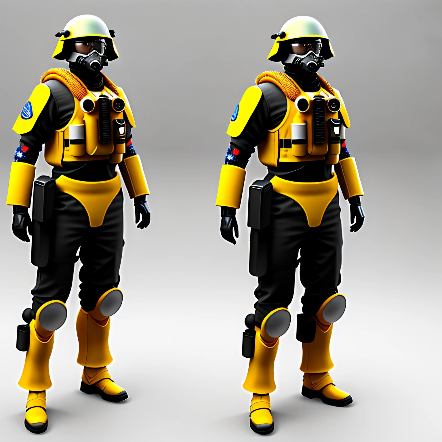 A soldier in a military-futuristic costume, Dome on the head, face cloaseup, Mechanical suit on bright white background, whitebackground, White background for asset, t-pose, full length, For the asset, For the game, asset