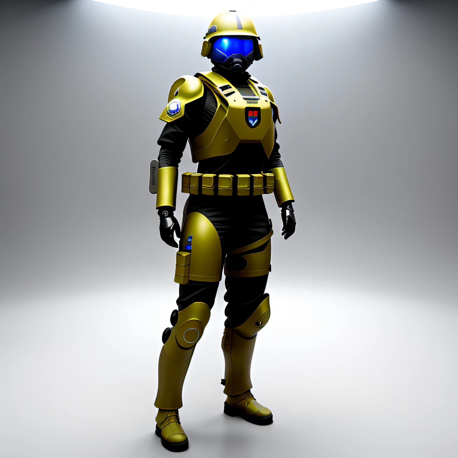 A soldier in a military-futuristic costume, Dome on the head, face cloaseup, Mechanical suit on bright white background, whitebackground, White background for asset, t-pose, full length, For the asset, For the game, asset