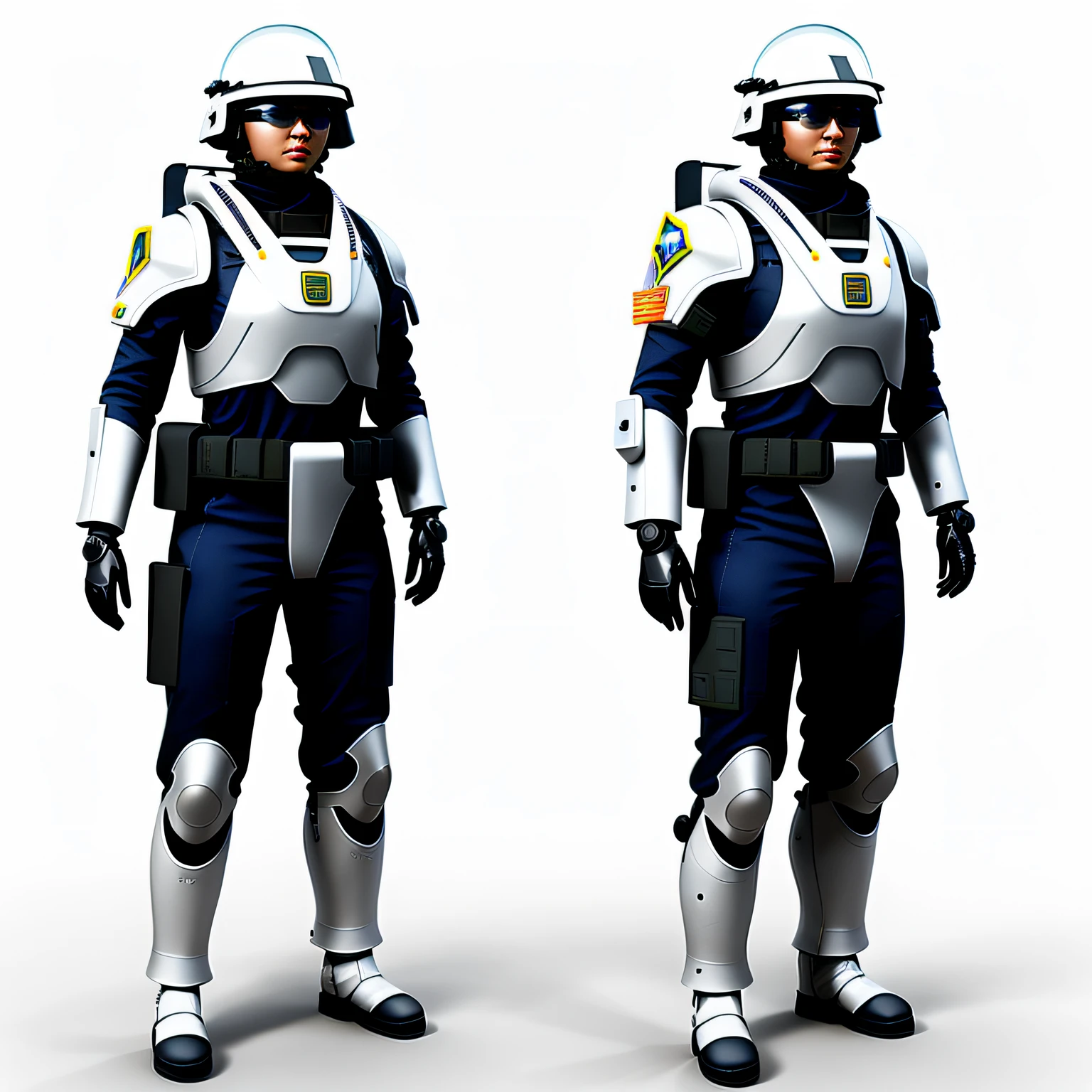 A soldier in a military-futuristic costume, Dome on the head, face cloaseup, Mechanical suit on bright white background, whitebackground, White background for asset, t-pose, full length, For the asset, For the game, asset