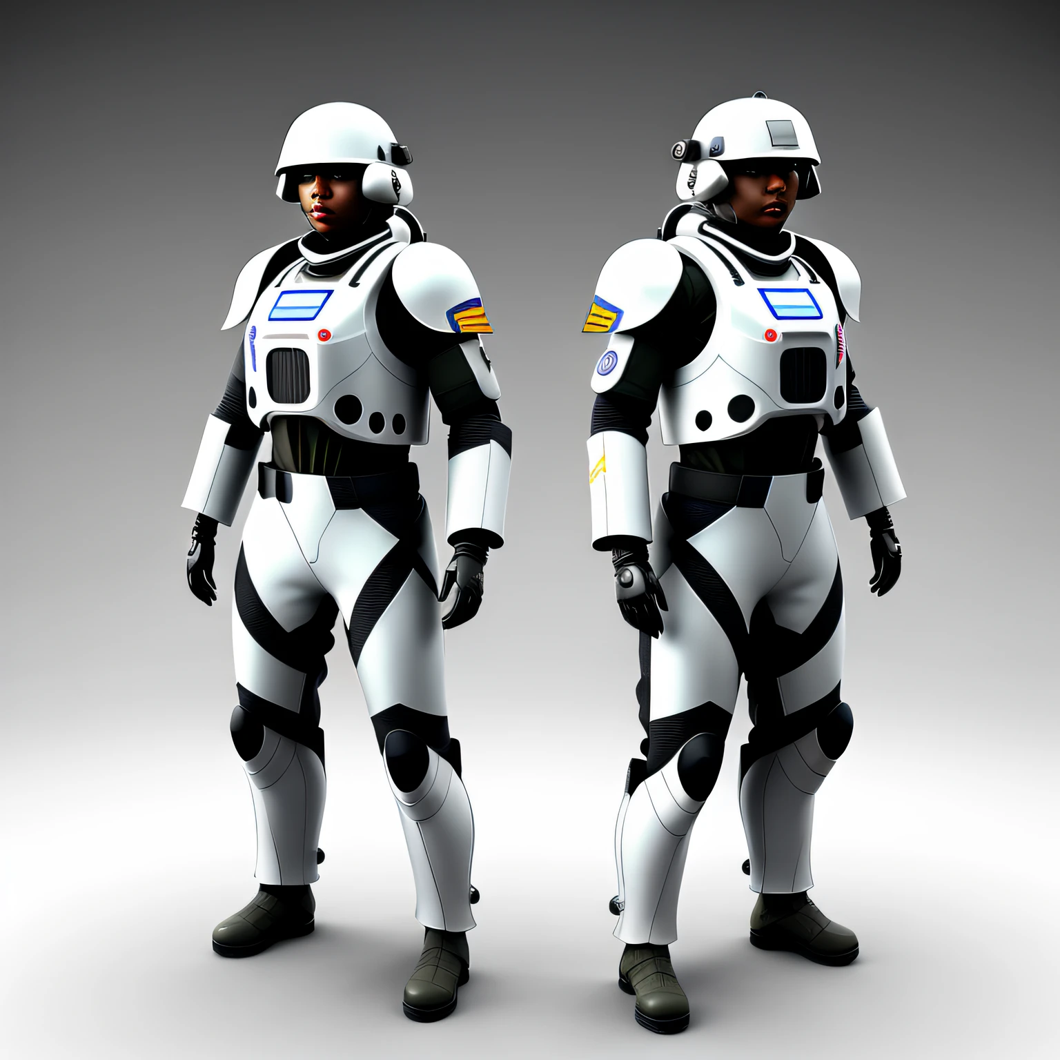 A soldier in a military-futuristic costume, Dome on the head, face cloaseup, Mechanical suit on bright white background, whitebackground, White background for asset, t-pose, full length, For the asset, For the game, asset