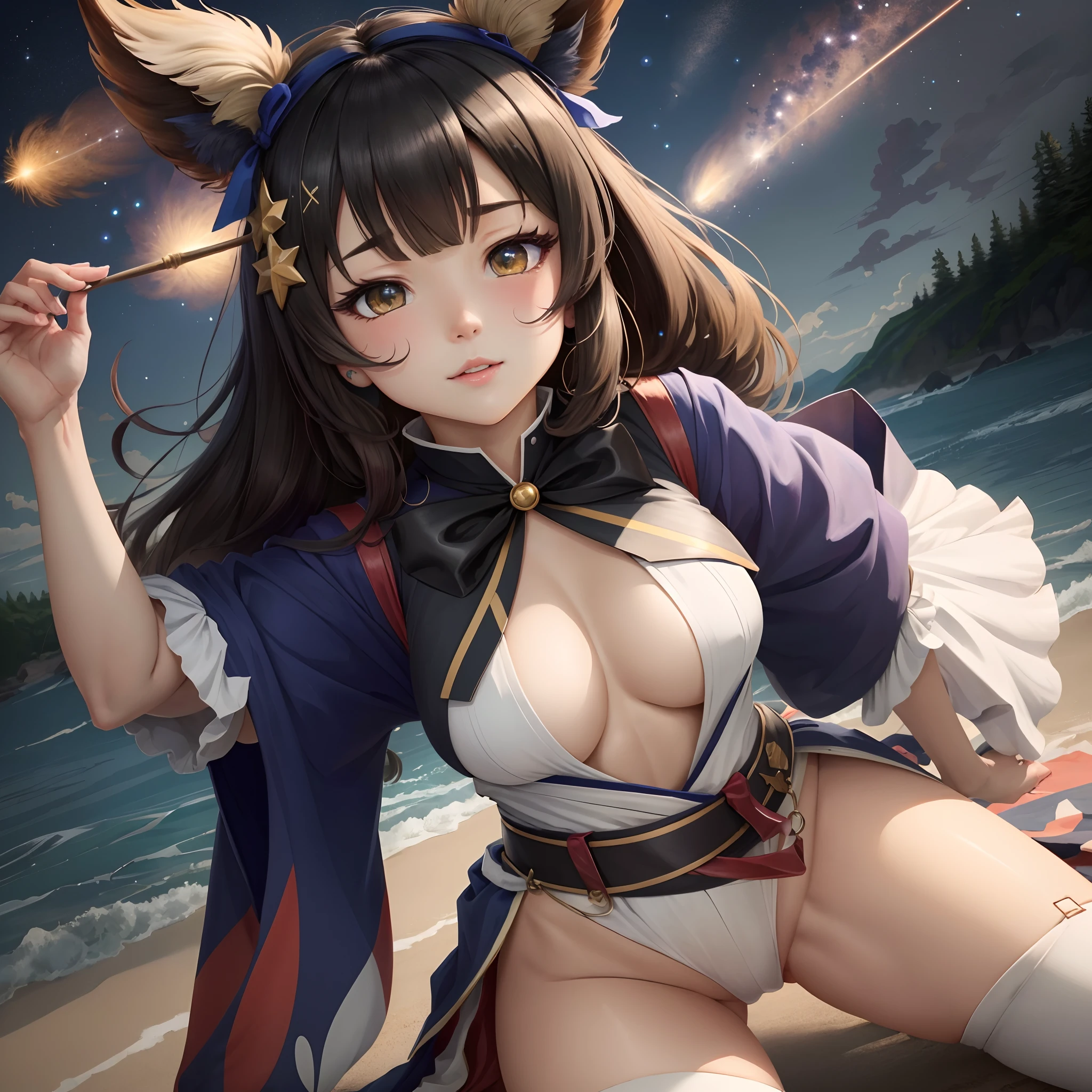 kitasan black Uma Musume Marl Right ear hair ornament meteors A dark-haired