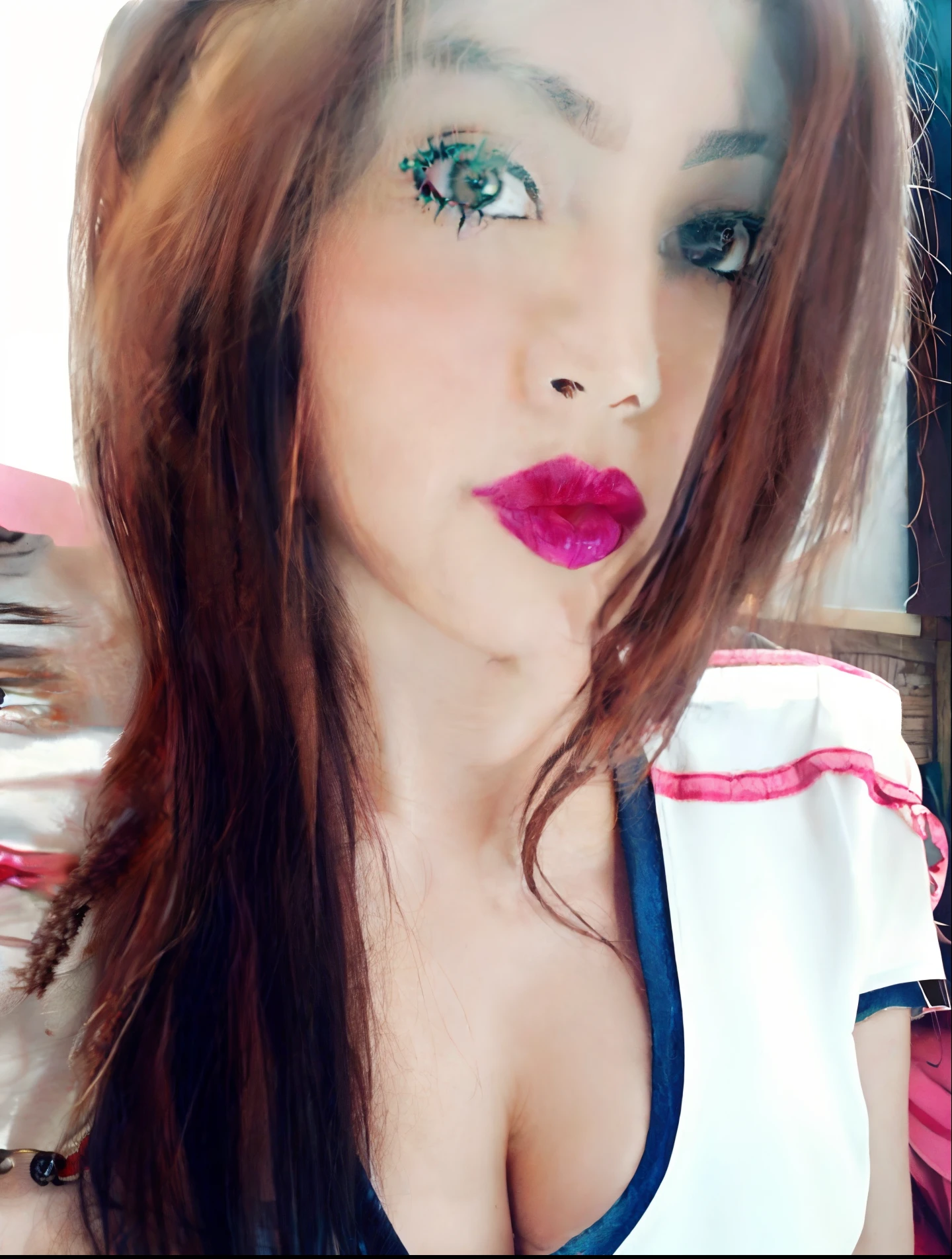 Mujer arafed con labios rojos y camisa blanca, Lindo puchero, con cabello largo y ojos penetrantes, labios rojos gruesos, Maquillaje Monster High, Chica de anime en la vida real, labios gruesos, labios rojos sexys, Ojos y labios grandes, con labios separados y deslumbrante, labios rojos, con labios muy finos, Cara sexy con maquillaje completo, small and thick red lips