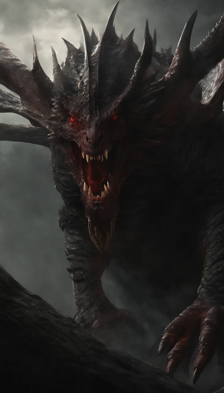a pale white angry male demon monster with big horns, wings and a great axe, rock skin, hyperdetailed, highly detailed, hyper realistic, octane render, 8k, photorealistic, 3d render, unreal engine, cinematic lighting, dark fantasy, chiarascuro lighting, dramatic shadows, detailed facial features, sharp focus, ultra detailed