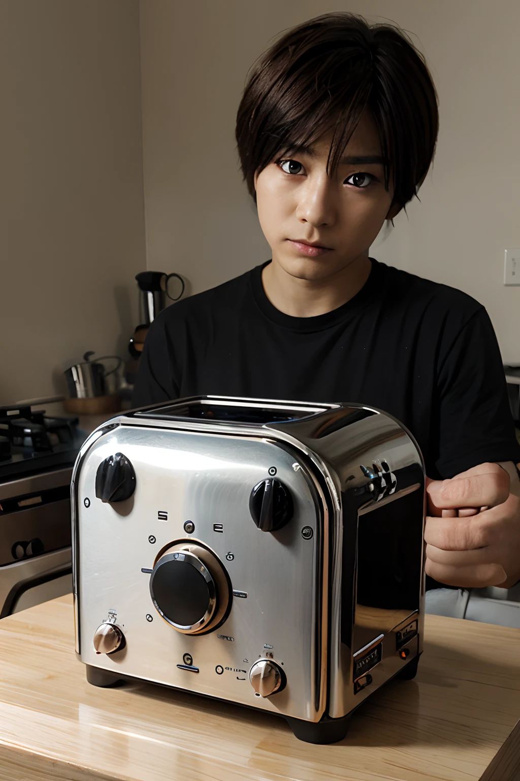 what a toaster with eyes from an anime would look like in reality