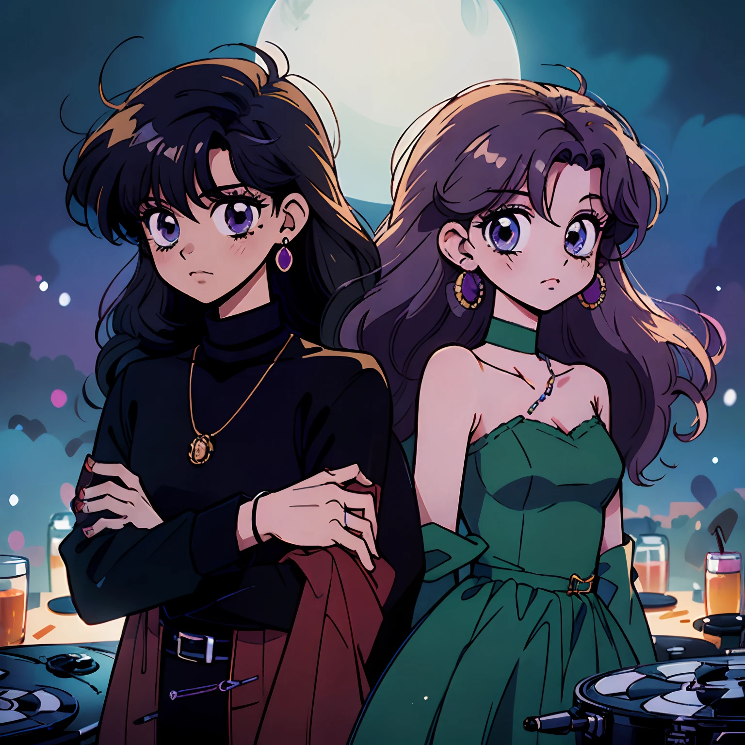 (sensual,alluring:1.2)(witch:1.1) with (dark lilac hair, vibrant purple hair), dressed in (black clothes:1.1).(concept art character, fantasy art:1.2) with a (professional quality:1.2) and (ultra-detailed:1.1) depiction.(sharp focus,high resolution:1.1) The witch exudes an (alluring and mysterious:1.1) aura, with (enticing and captivating:1.1) eyes.(beautiful detail:1.1) Her (dark lilac hair, vibrant purple hair) cascades down her shoulders, adding to her (enigmatic appeal:1.1). The black clothes she wears accentuate her (enchanting presence:1.1), with intricate designs that blend seamlessly with her appearance. The concept art character's (pose:1.1) portrays her confidence and power, while her (expression:1.1) emanates an intriguing mix of wisdom and mystery. The nighttime setting (creates an atmospheric ambiance:1.1) with a hint of moonlight illuminating the surroundings.(vivid colors:1.1)(subtle purple hues:1.1) (accentuate:1.2) the witch's features, enhancing the overall magical atmosphere. The (detailed background:1.1) showcases elements of the supernatural, such as (mystical creatures:1.1) and (mysterious symbols:1.1), further immersing the viewer in the witch's world. The lighting (accentuates the witch's allure:1.1), with (subtle highlights and shadows:1.1) enhancing her facial features and adding depth to the scene. The resulting artwork is a (masterpiece:1.2) that brings the sensual witch to life with extraordinary detail and mesmerizing beauty.