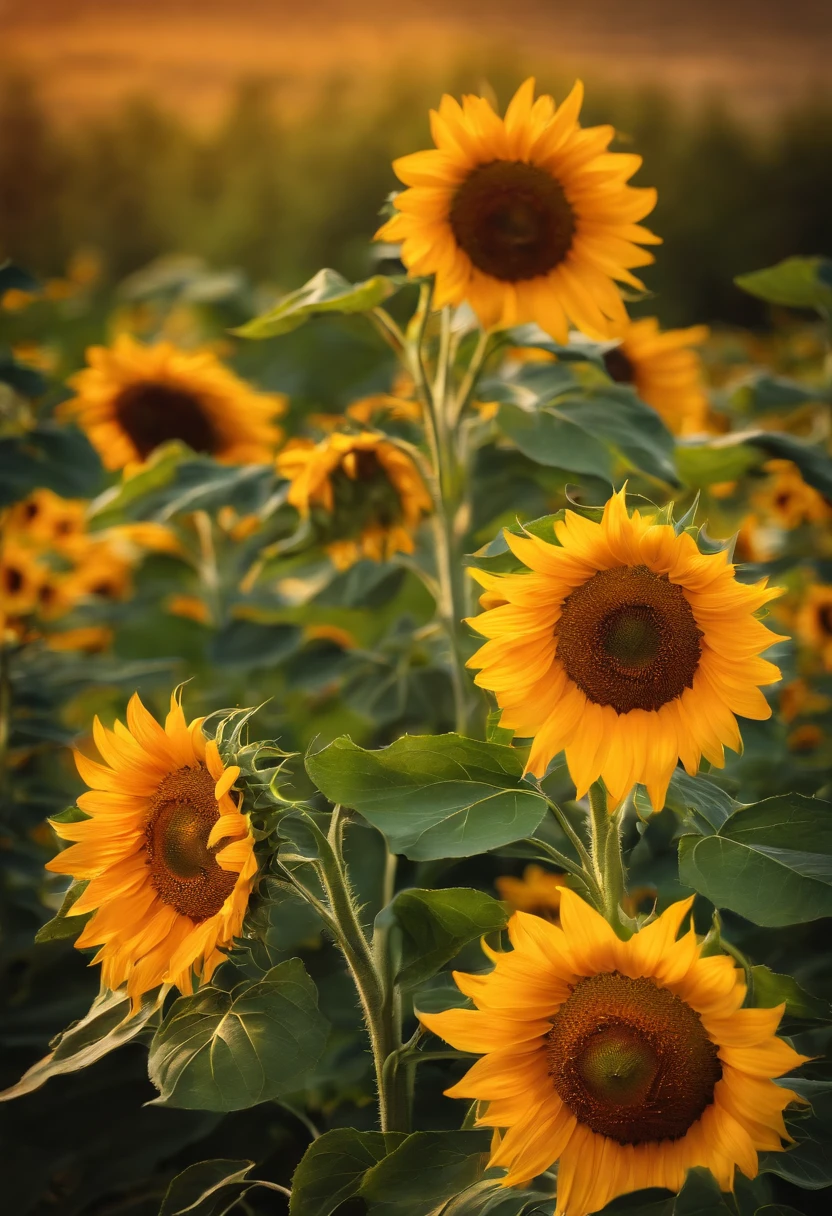 Farm sunflower oil painting.