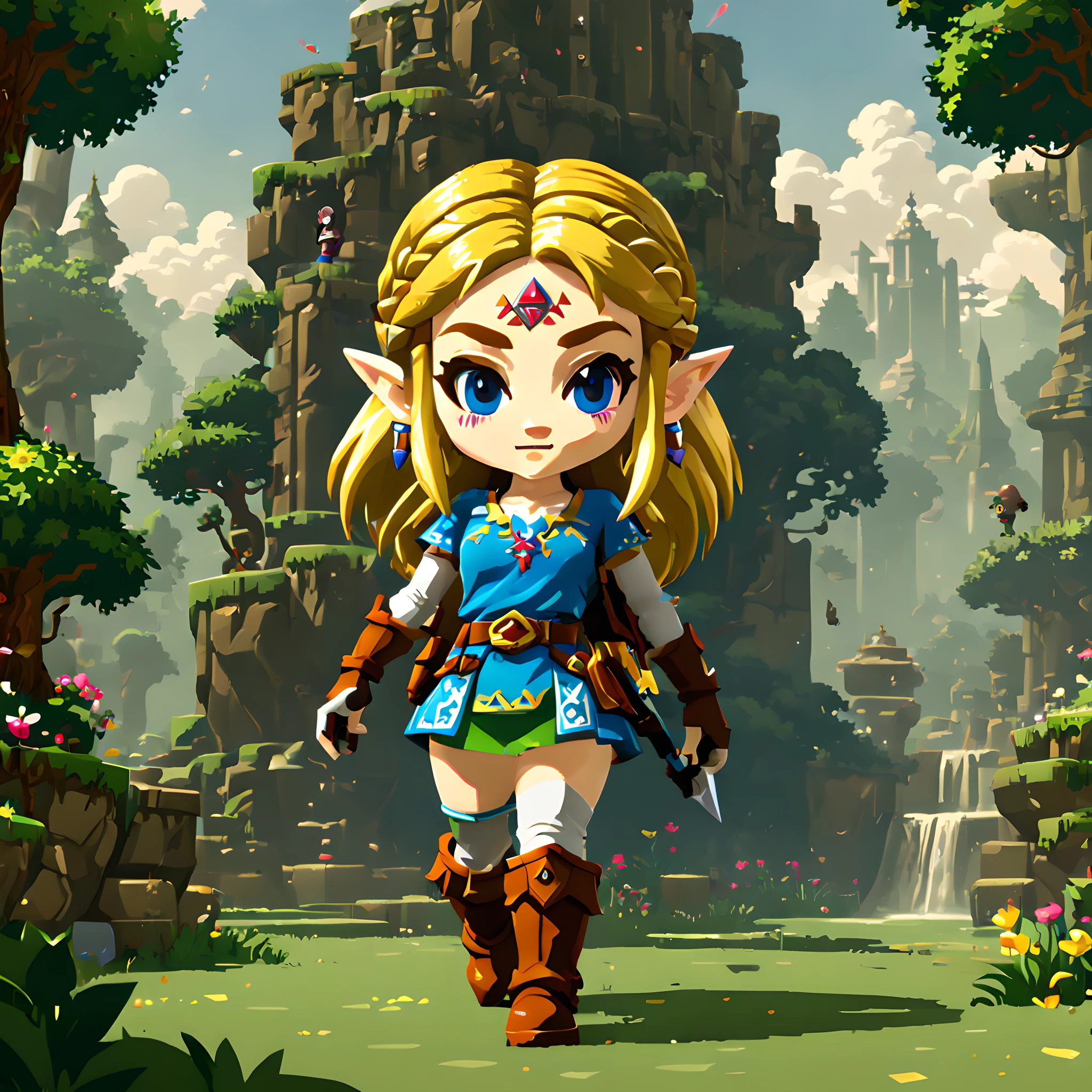 (Pixel art:1.5), (pixel theme:1.5), (chibi emote:1.5), (chibi character:1.5),(fantasy:1.5), (Inspiration from Zelda:1.5), (Zelda theme:1.5), (Zelda Style Scenery:1.5),(scenely:1.5),