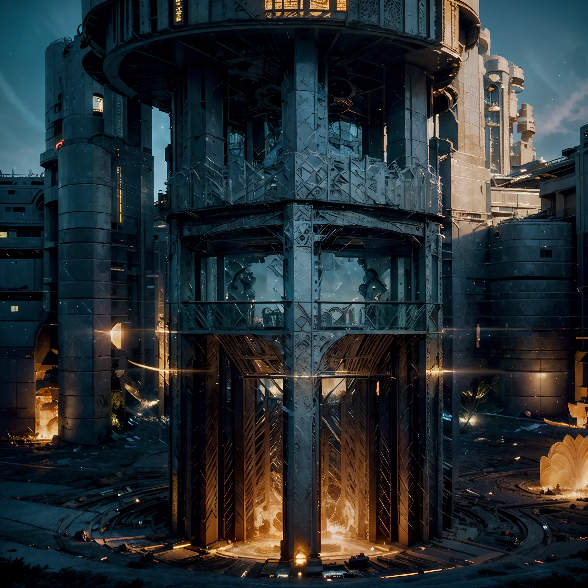 In an enchanting sci-fi realm, envision a two-dimensional landscape unveiling a futuristic luxury college. Explore three distinct environments: a sprawling desert, a vibrant rainforest, and a celestial planetary sky.

Begin in the vast desert, where golden sands stretch into the horizon, cloaked in silence and mystery. Amid this arid expanse rises a magnificent city school complex, intricately designed with futuristic architecture. A fountain atop the complex spouts water into the sunlight, casting dazzling reflections.

Transition to the rainforest behind the luxury buildings. Here, towering trees intermingle with colorful flowers, and coconut trees sway in the gentle breeze. Witness alien corals growing on trees, infusing an element of fantasy and otherworldliness into this magical rainforest.

Finally, immerse yourself in the planetary sky environment. Beneath the vast starry expanse, a celestial ring encircles the scene. Colorful clouds drift, forming intricate patterns, while white auroras dance among the stars, casting a mesmerizing glow.

The entire depiction is meticulously crafted using advanced ray-tracing techniques, ensuring unparalleled detail. Each element contributes to the perfect composition and sci-fi complexity of this CG-rendered masterpiece, offering viewers a grand, visually impactful journey into a magnificent sci-fi world.