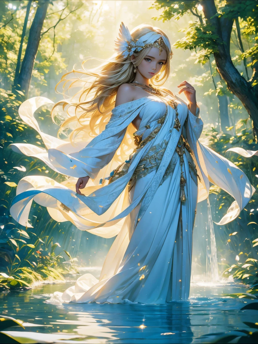 a beautiful young woman, intricate detailed face, detailed eyes, long eyelashes, delicate lips, porcelain skin, elegant expression, long flowing hair, beautiful floral dress, standing in a lush garden, sunlight filtering through the leaves, vibrant colors, serene and peaceful atmosphere, (best quality,8k,highres, masterpiece:1.2),ultra-detailed,(realistic,photorealistic,photo-realistic:1.37),cinematic lighting,vibrant colors,natural setting