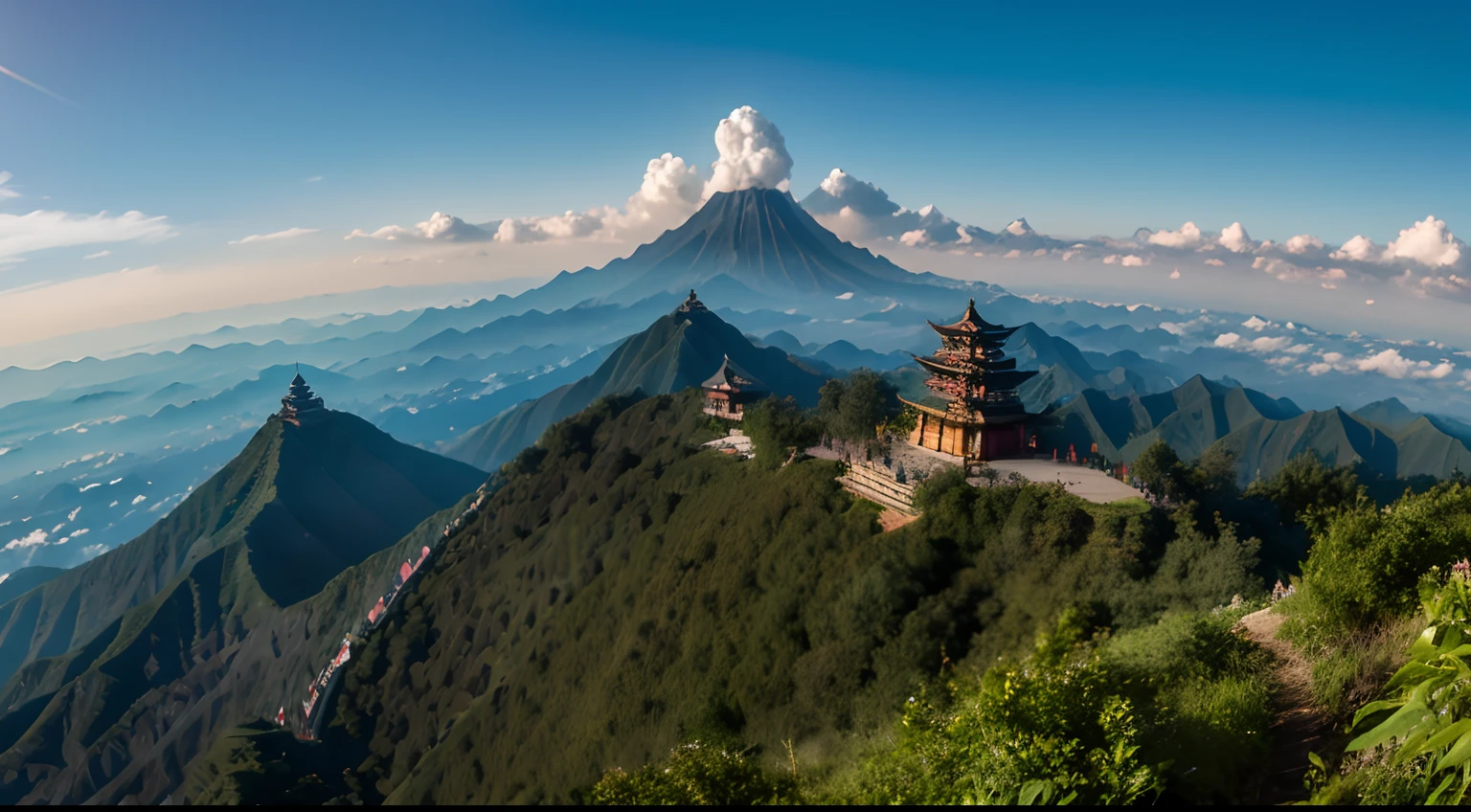 (Aerial view of the panoramic view of Mount Emei)