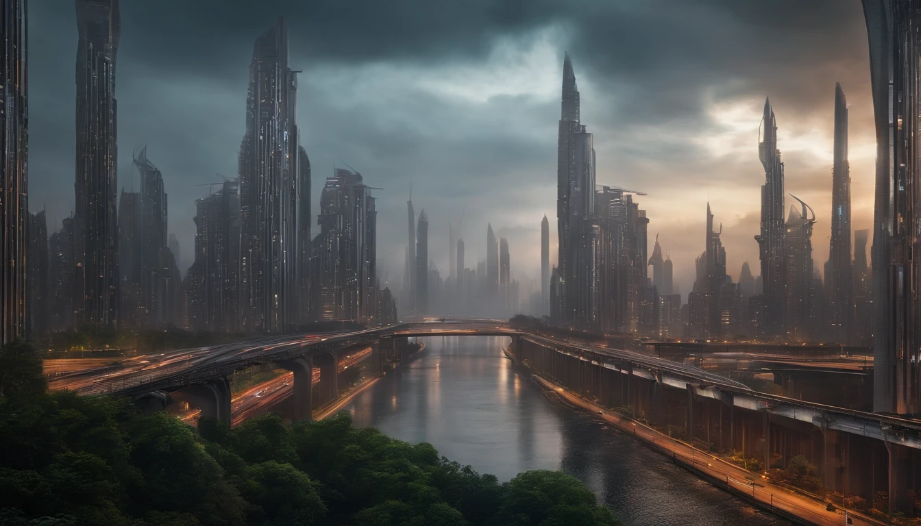 The city of the steel forest,It was drizzling in the sky,Many pedestrians walked quickly on the road