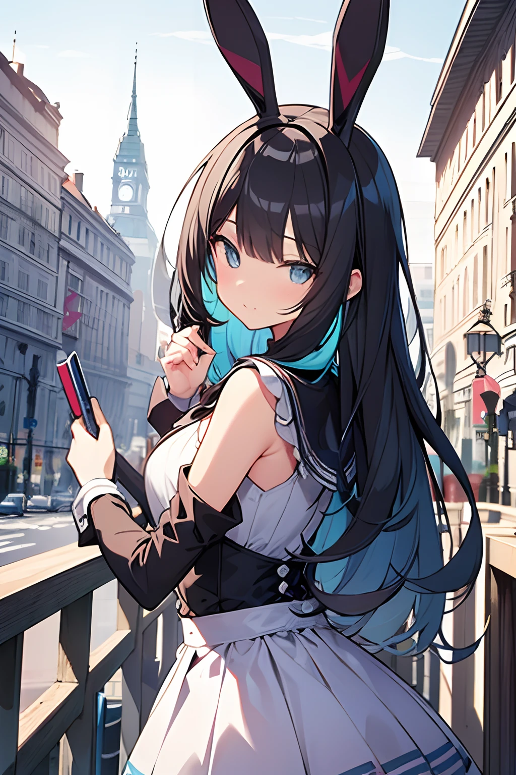 (Flat color:0.9),(Colorful:1.1),(Masterpiece:1,2), Best quality, Masterpiece, A high resolution, Original, extremelydetailedwallpaper, view the viewer,,,1girll,Solo,Bunny Girl,