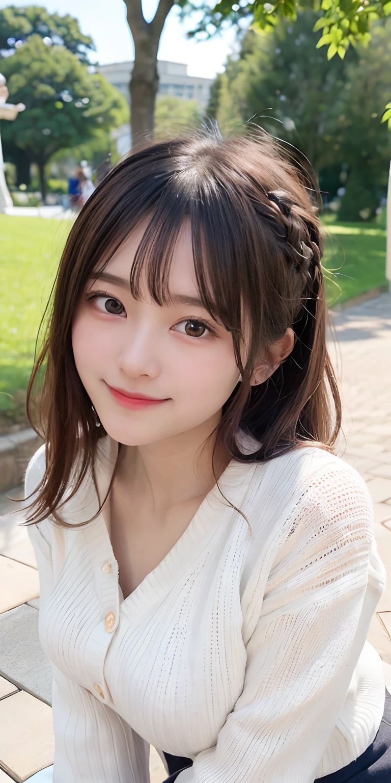 masutepiece, Best Quality,
Ultra-detailed, finely detail, hight resolution, in 8K,
((Photorealsitic:1.4, Raw photography, 超A high resolution,Top image quality: 1.4)),
Wallpaper,
((Perfect whole body configuration1.5)),
Beautiful detailed eyes, Natural Color Lip,
((a serene smile:1.5)),
((Random and cute hairstyles)),
((rather large breasts、You can see the chest:1.2)),
((from the front side:1.5)),
((breastsout、under look eyes、breastsout、Mole on the arm:0.9)),
((Random blurry background)),((the setting sun)),((Colored leaves)),
((Random and cute facial expressions)),,
very detailed and professional lighting、
Perfect dynamic composition, Beautiful detailed eyes,((turned around:1.5)), ((White knitwear:1.5))、((long court:1.6)),((micromini skirt:1,5)),((Smile,Harajuku)),((Crouch down and stare at the camera))