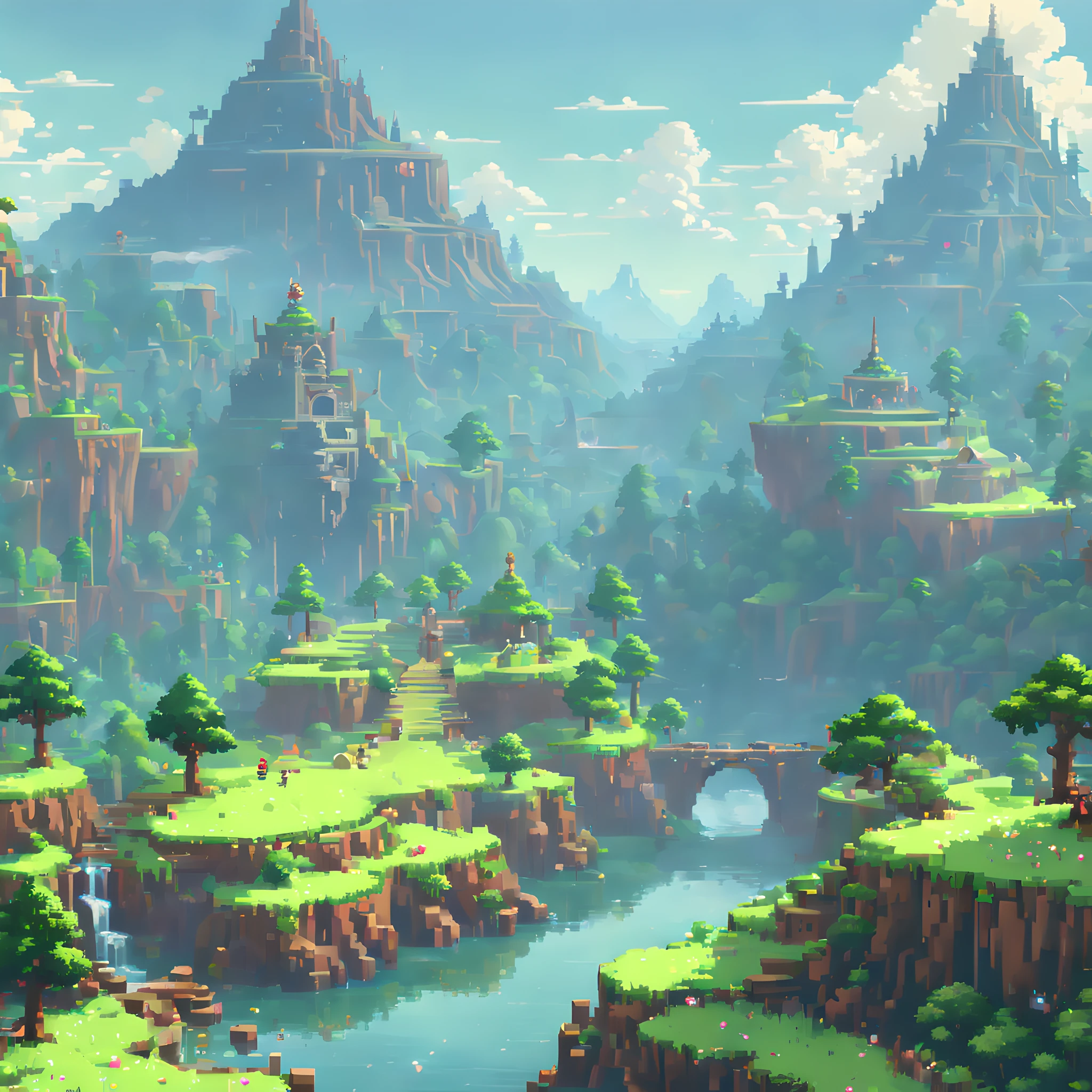 (Zelda Style Scenery:1.5),(landscape:1.5), (Pixel art:1.5), (pixel theme:1.5), (fantasy:1.5), (beautiful scenely:1.5),(landscapes:1.5),