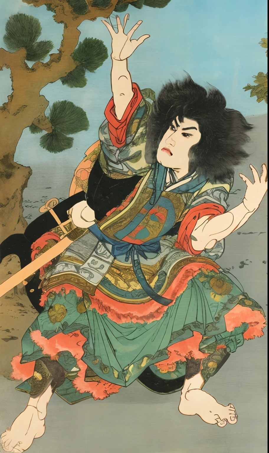 Yu Daoguan,long whitr hair,irate,ukiyo-style,k hd,Minimalist background,k hd