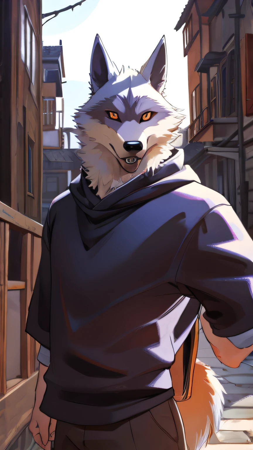 Masterpiece, cool pose , perfect anatomi, wolf , furry , detailed background