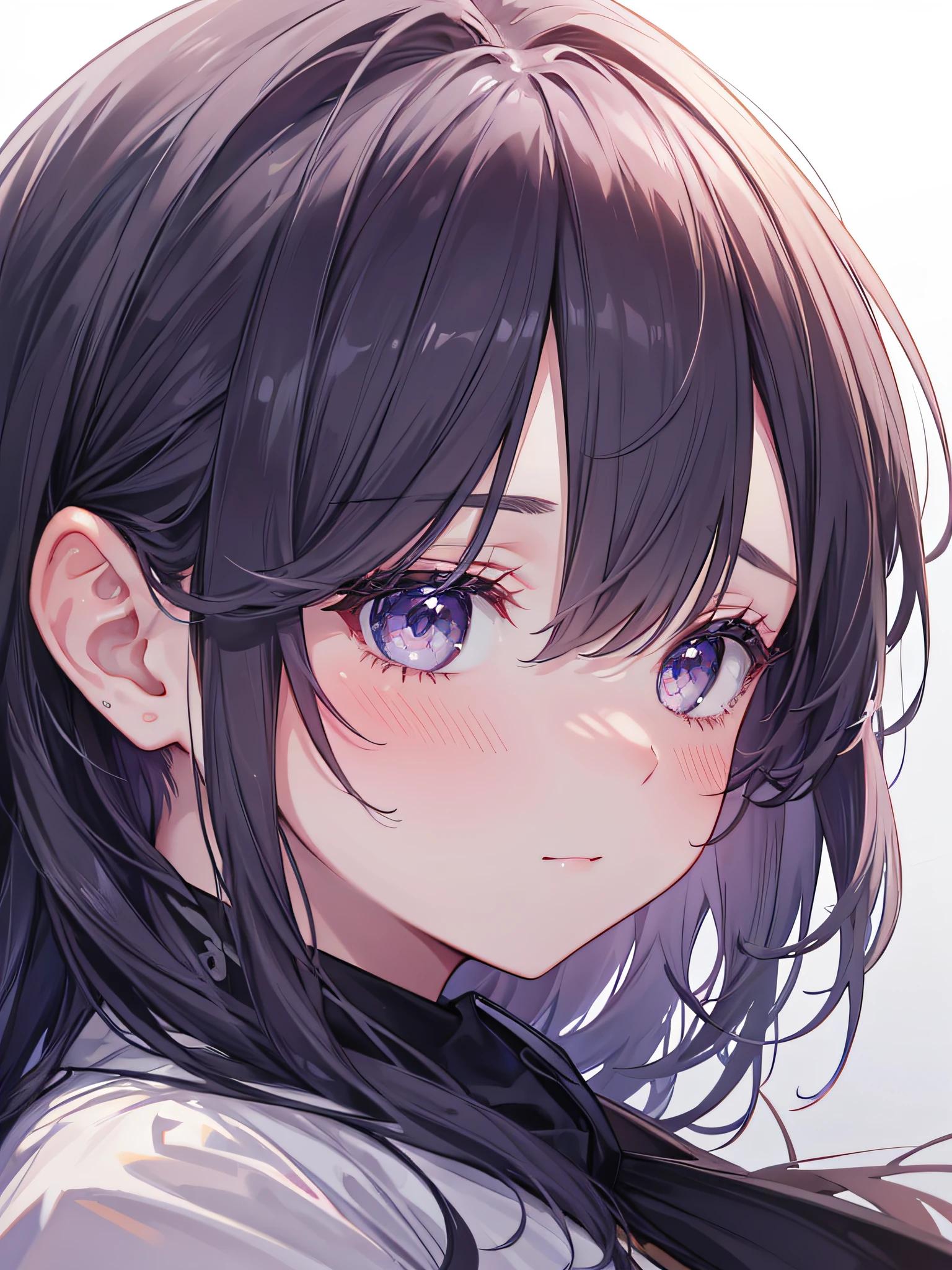 1girl,view from side,8k,masterpiece,epic lighting,close up to face,portrait,16k,ultra high quality,cute face,blushed,beautiful girl
