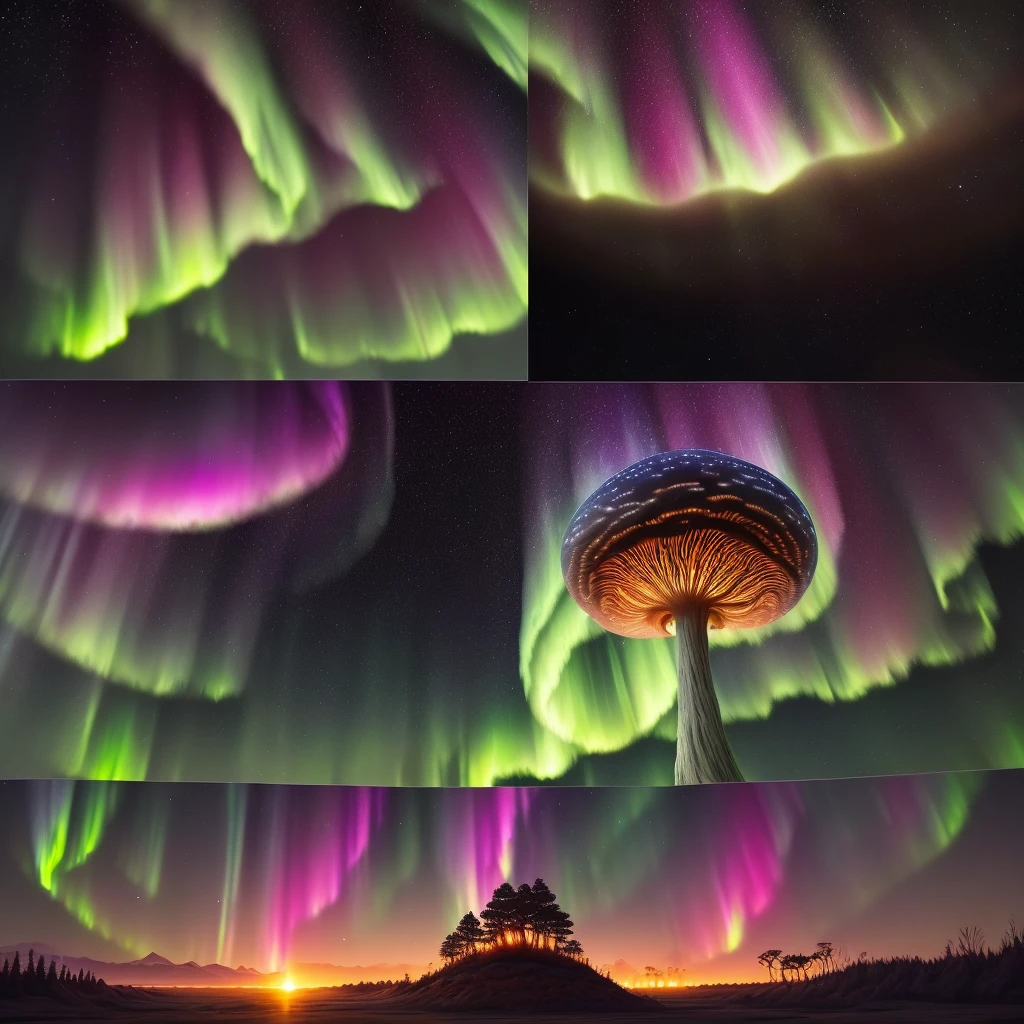 the all scenery are cartoon sketches and so colorful light..
scenery 1: a cartoom scenery a black sky with aurora lights to a alien like planet , yet with earthy plants like magical mushrooms and other plants
scenery 2: a meter rain
scenery 3: zooming into a galaxy to a solar system that is rotating