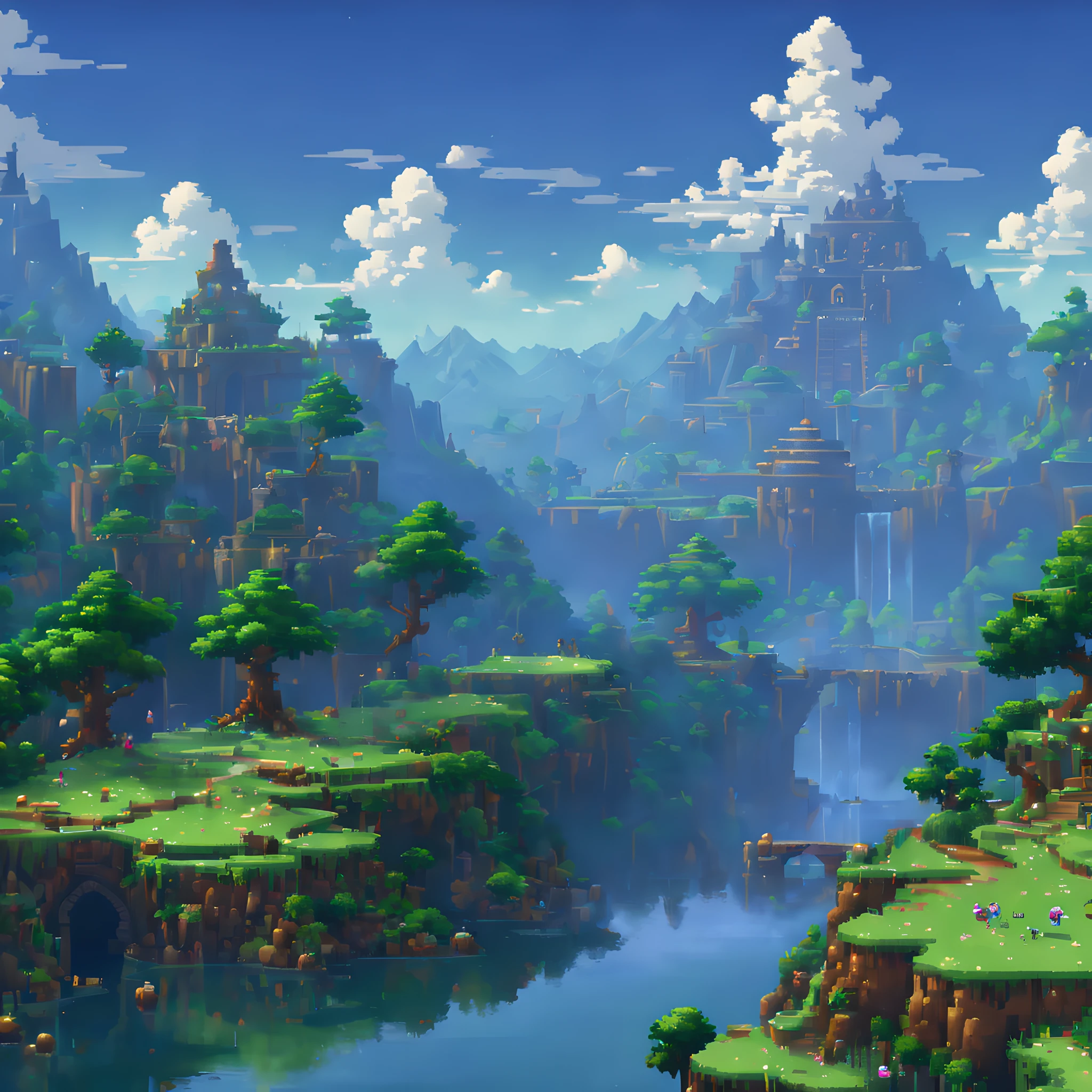 (Zelda Style Scenery:1.5),(landscape:1.5), (Pixel art:1.5), (pixel theme:1.5), (fantasy:1.5), (beautiful scenely:1.5),(landscapes:1.5),