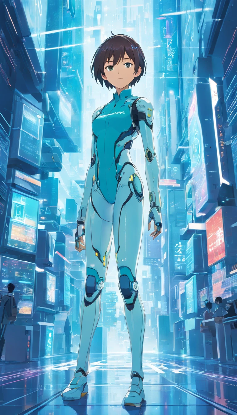 Futuristic artificial intelligence 4k image, Generate an detailed Human cyborg hybrid, this prompt creates a captivating depiction of a detailed Human cyborg hybrid, showcasing the seamless fusion of organic and mechanical and cybernetic elements. The fighter class cyborg should possess advanced technology, seamlessly integrated with its biological features, resulting in a formidable and visually stunning being that captures the imagination. Strike a balance between the natural world and cutting-edge tech in this one-of-a-kind design,